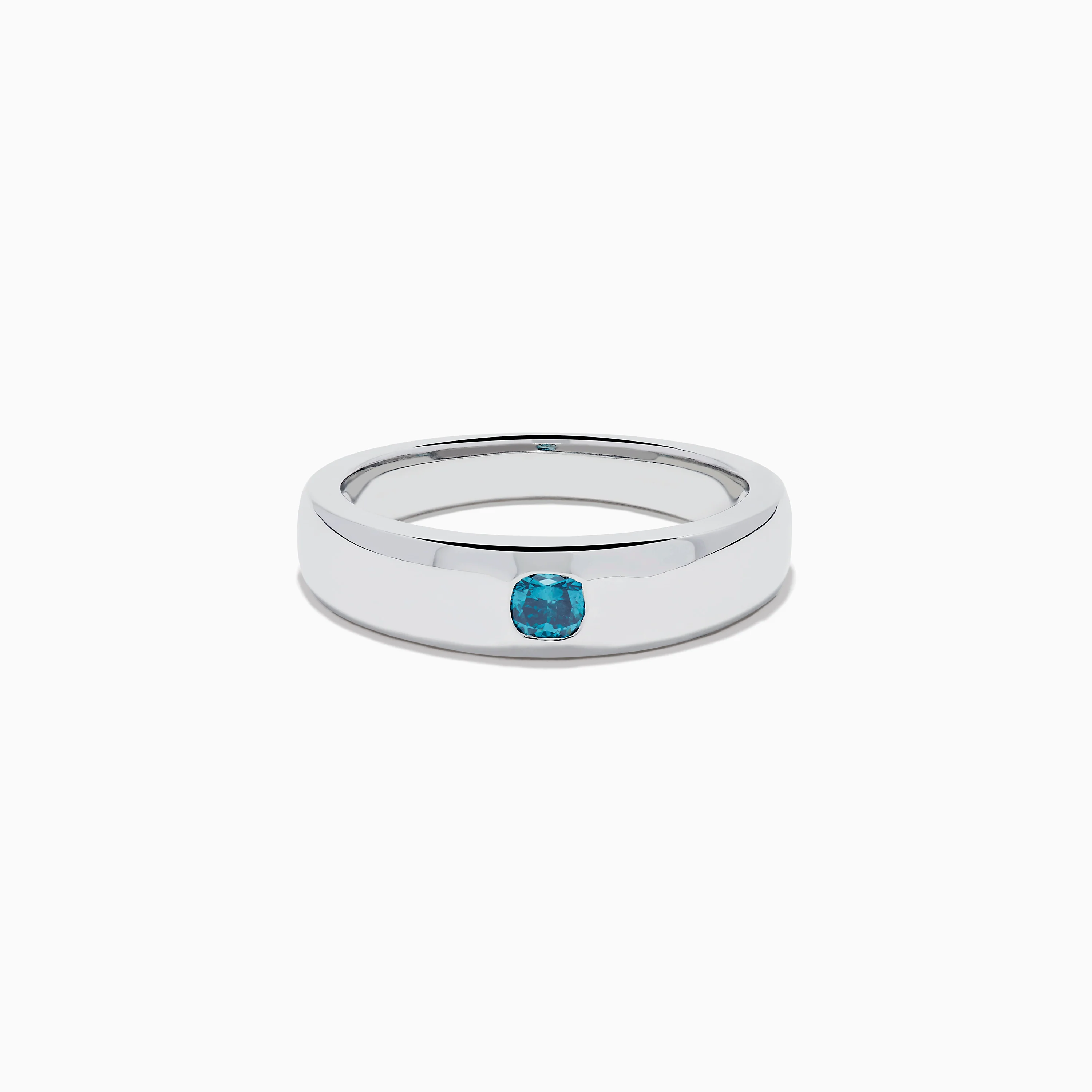 Men's 14K White Gold Blue Diamond Ring