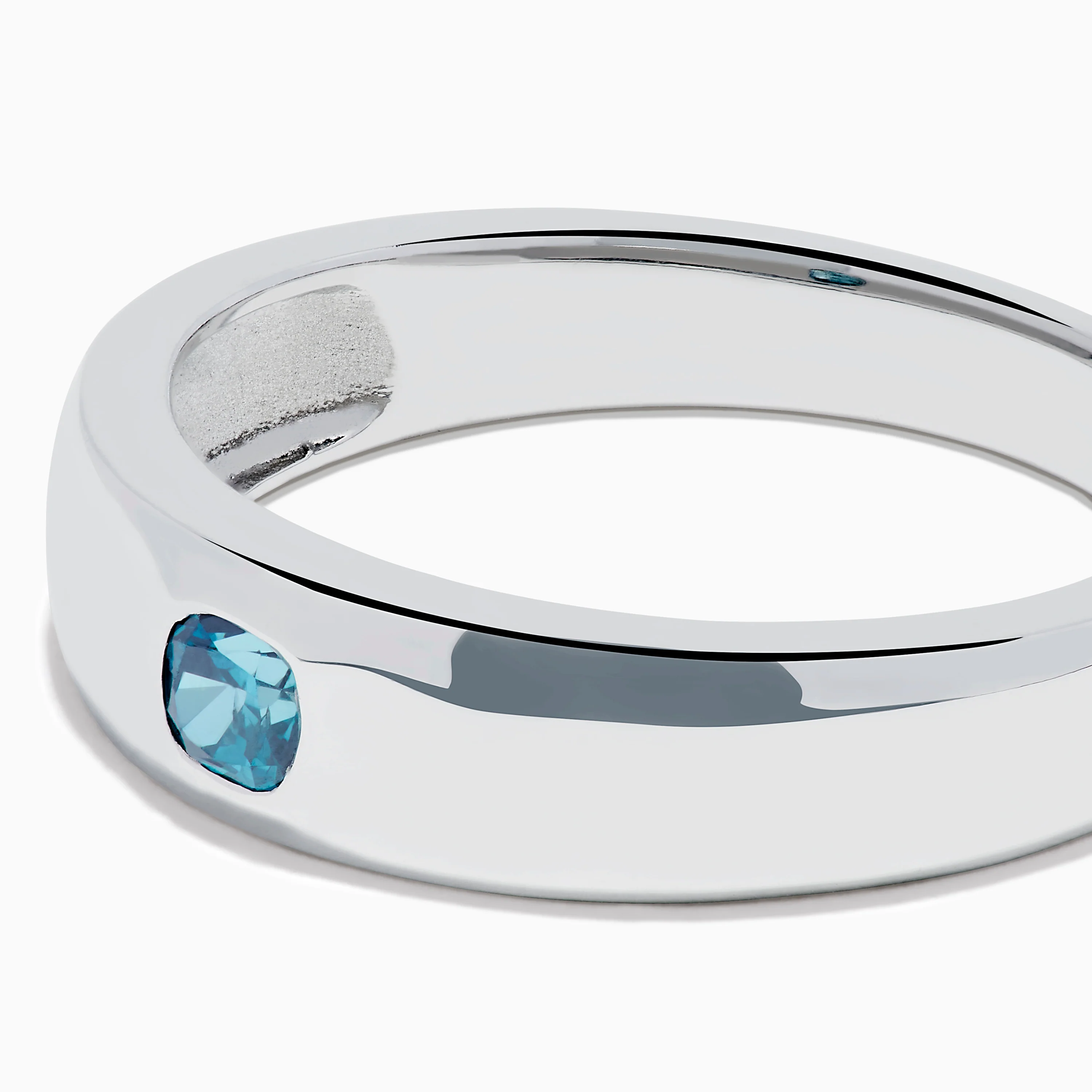 Men's 14K White Gold Blue Diamond Ring - Image 2