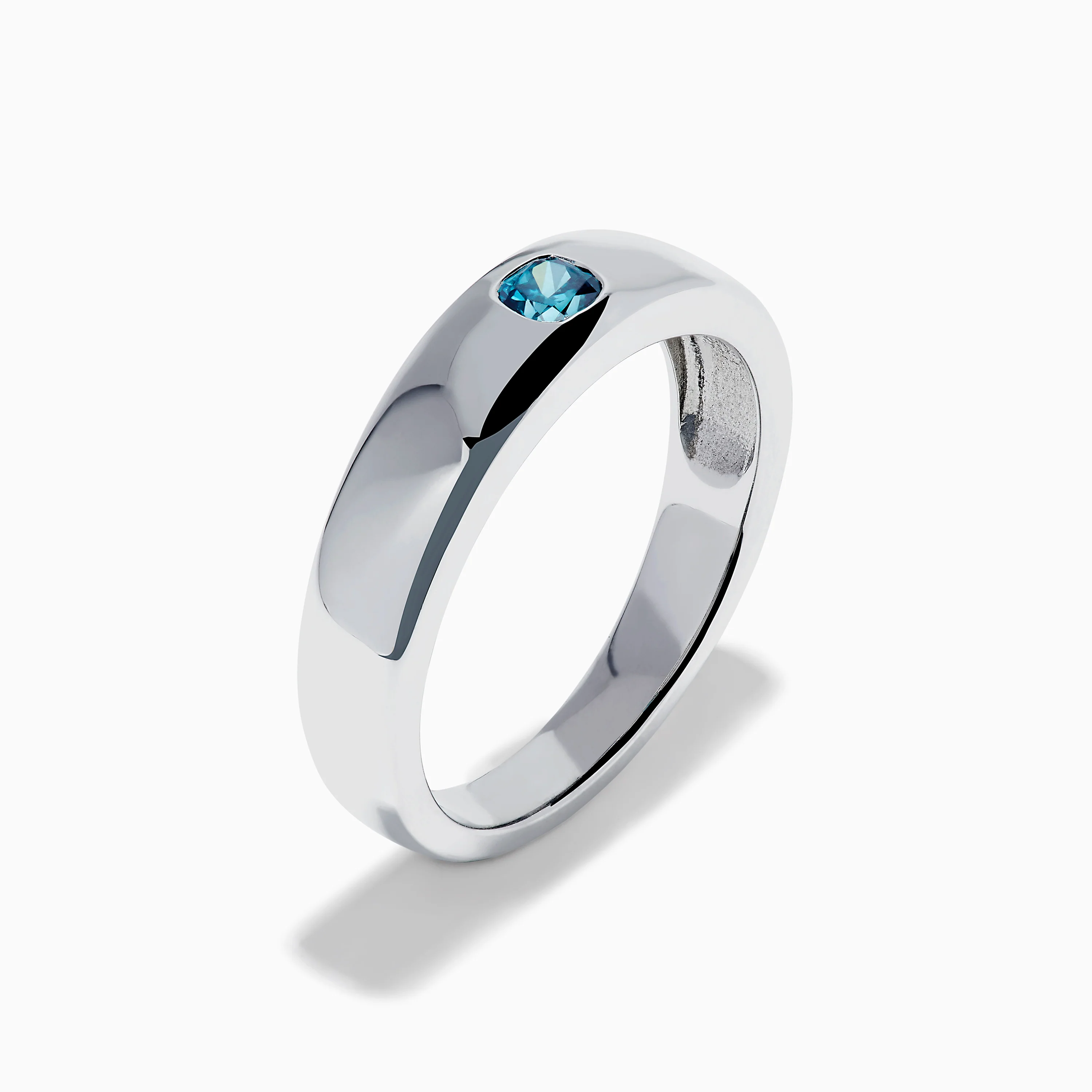 Men's 14K White Gold Blue Diamond Ring - Image 4