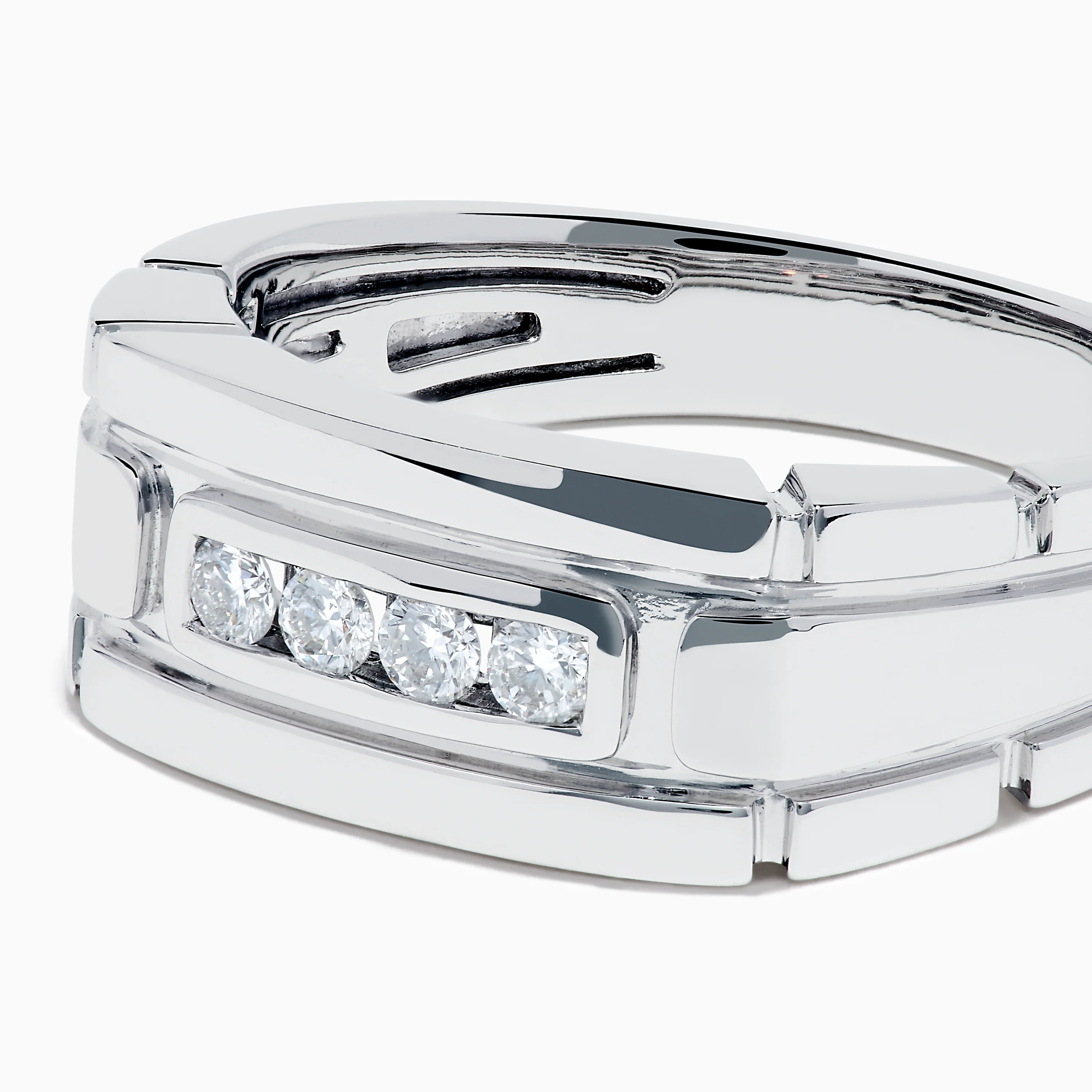Men's 14K White Gold Diamond Channel Set Ring - Image 2