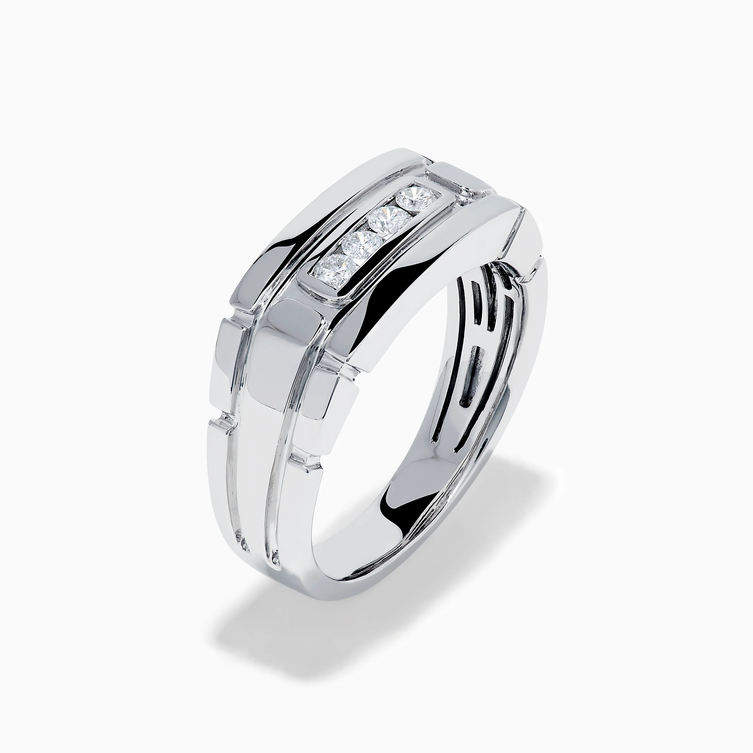Men's 14K White Gold Diamond Channel Set Ring - Image 4