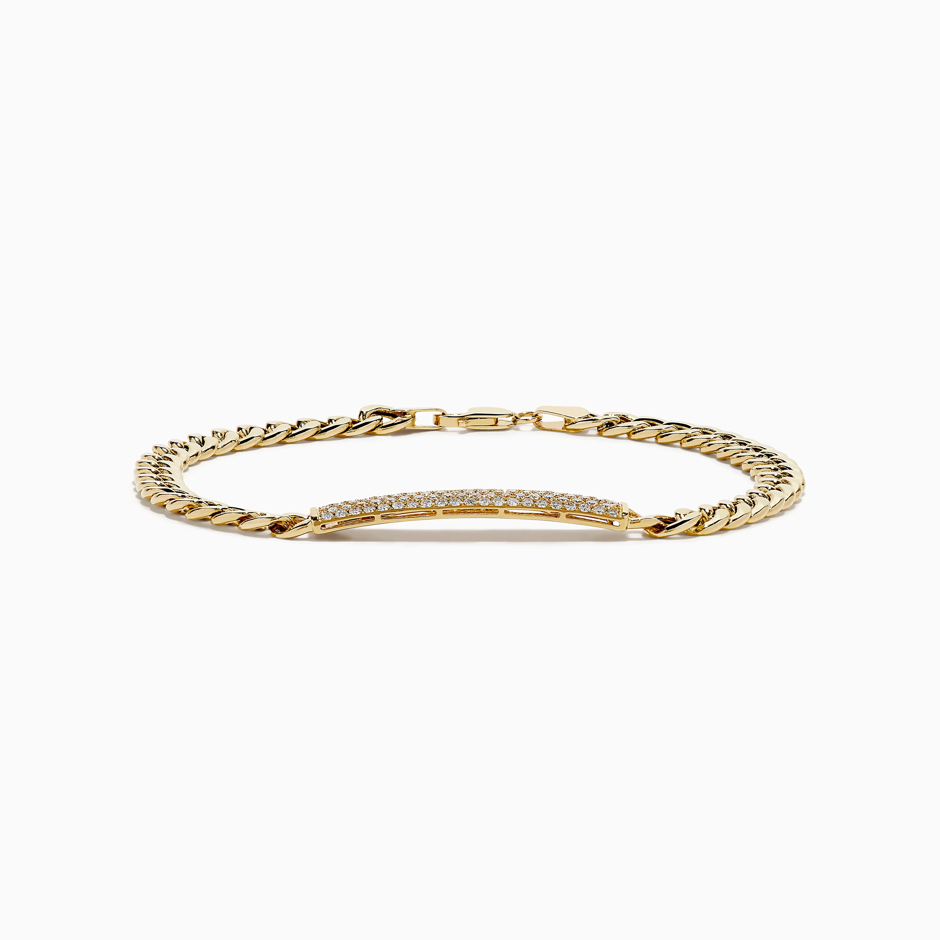 Men's 14K Yellow Gold and Diamond Cuban Link Chain Bracelet - Image 3