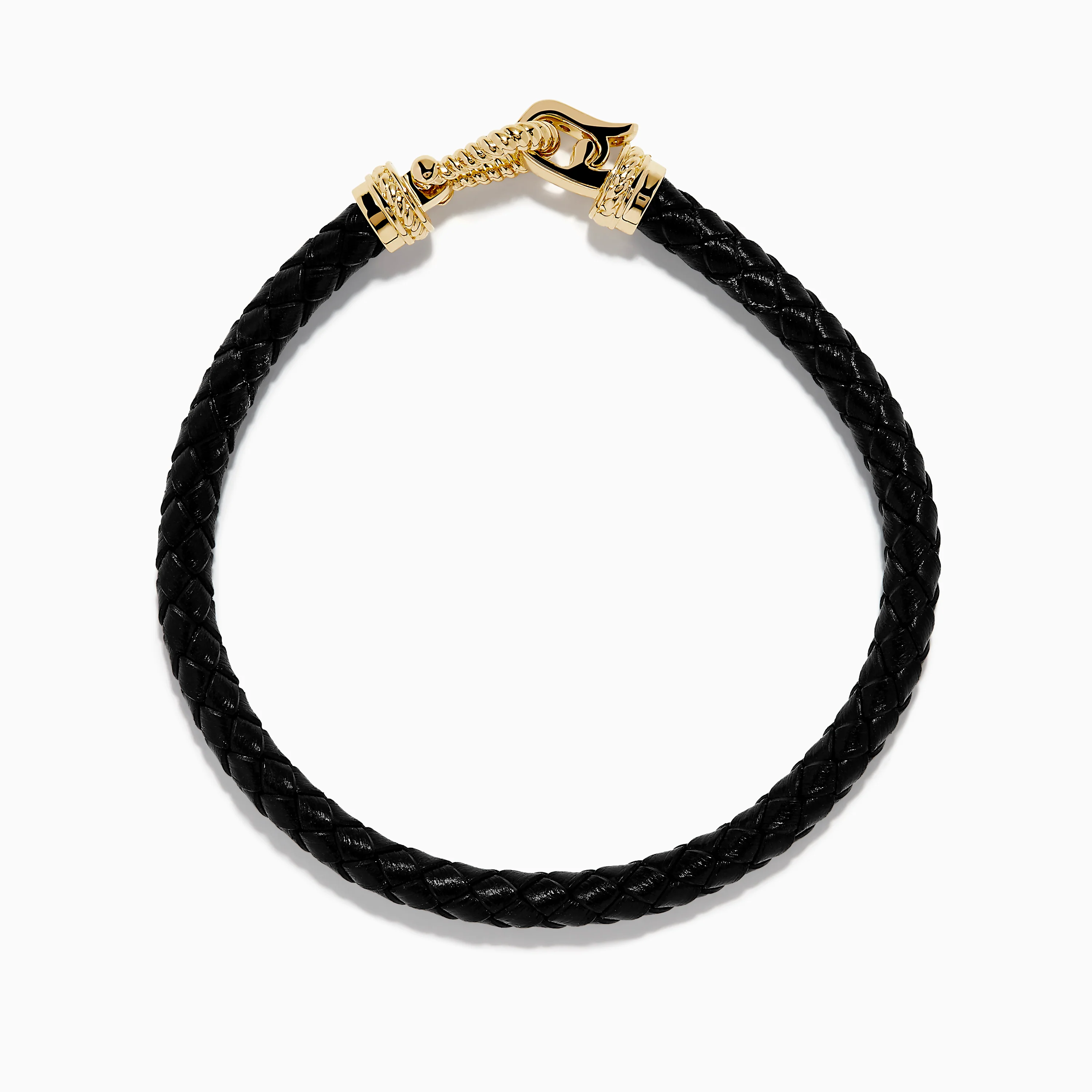 Men's 14K Yellow Gold Diamond Accented Horseshoe Leather Bracelet - Image 3
