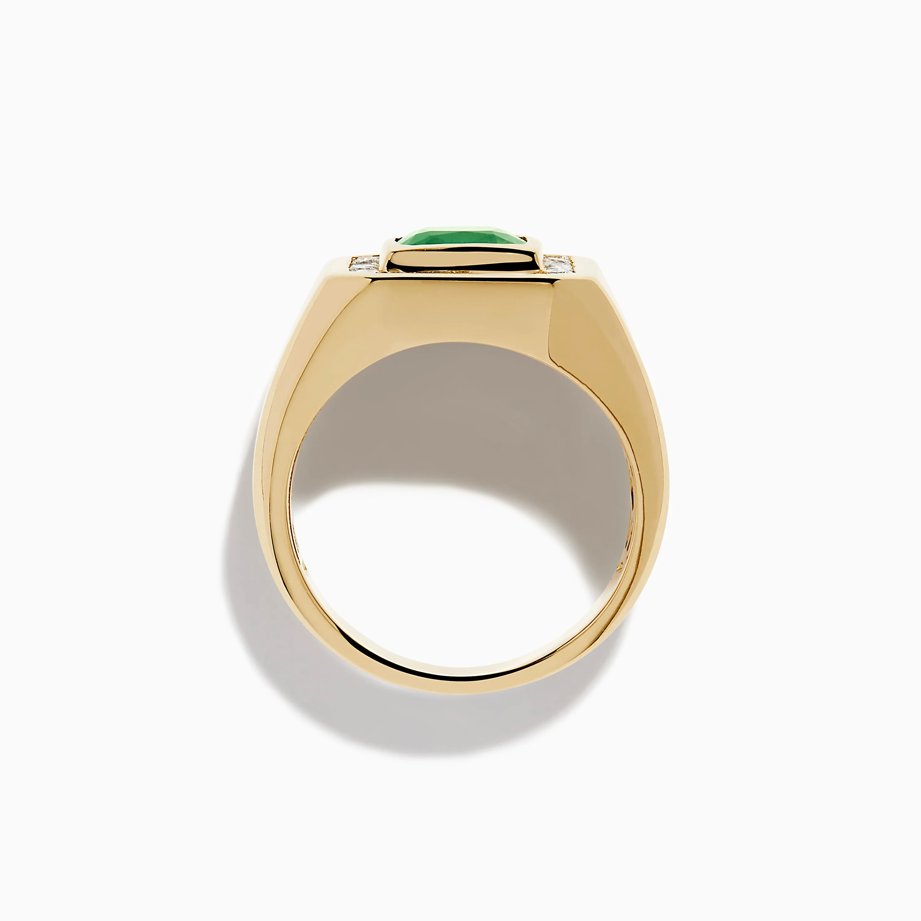 Men's 14K Yellow Gold Emerald and Diamond Statement Ring - Image 3