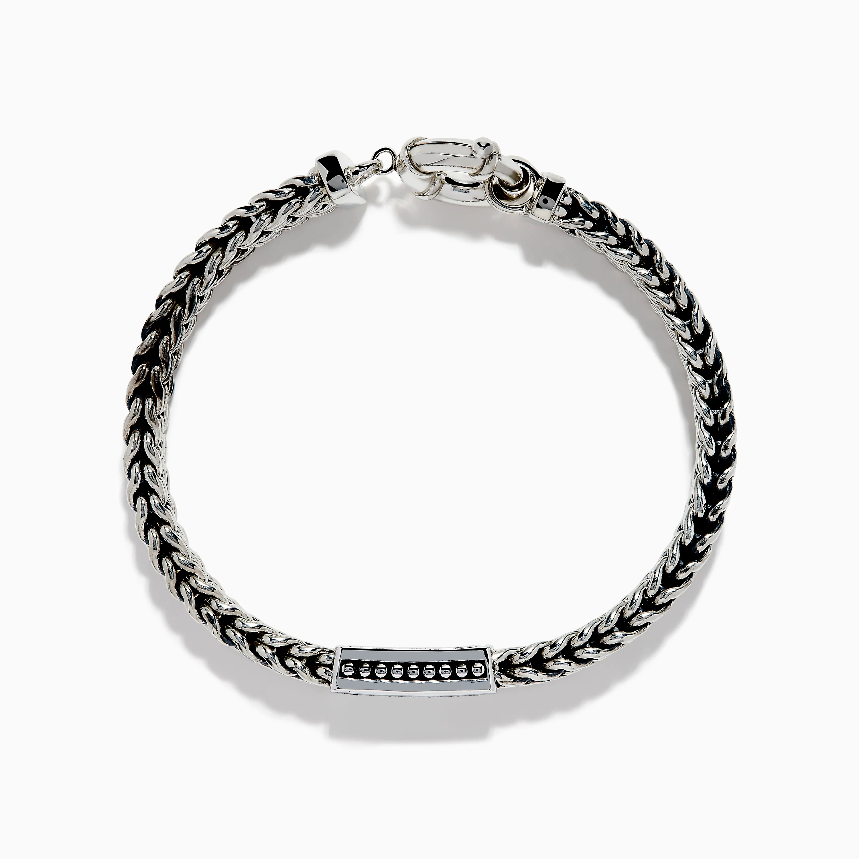 Men's 925 Sterling Silver Black Spinel Chain-Link Bracelet - Image 3