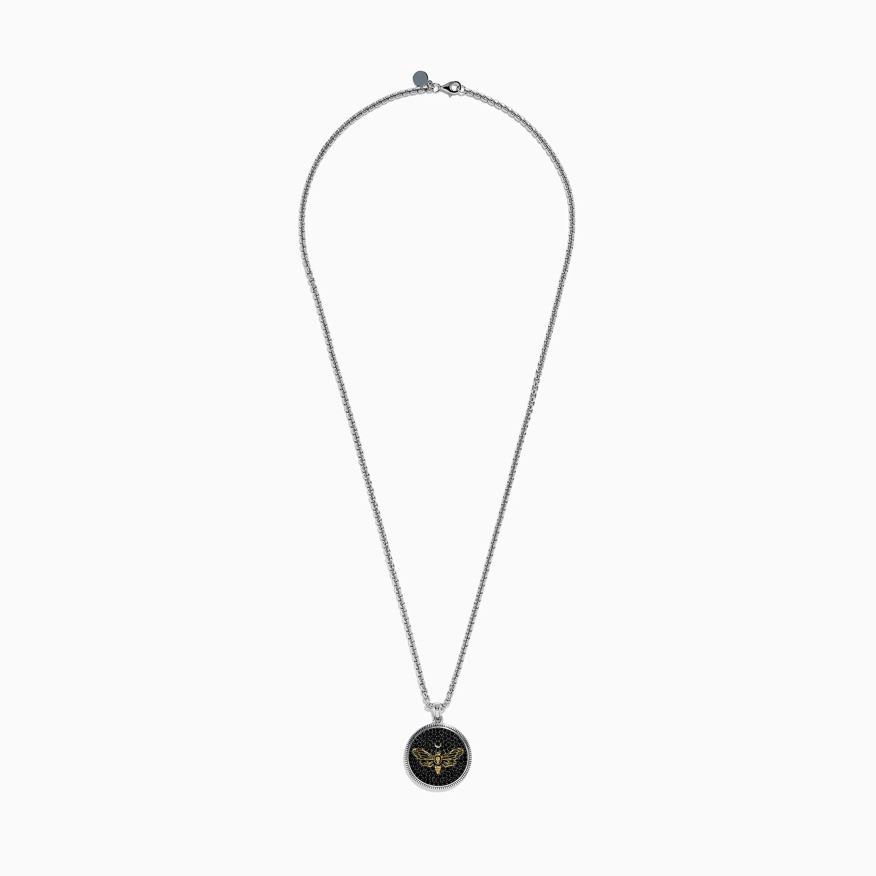 Men's 925 Sterling Silver Black Spinel Moth Pendant - Image 3