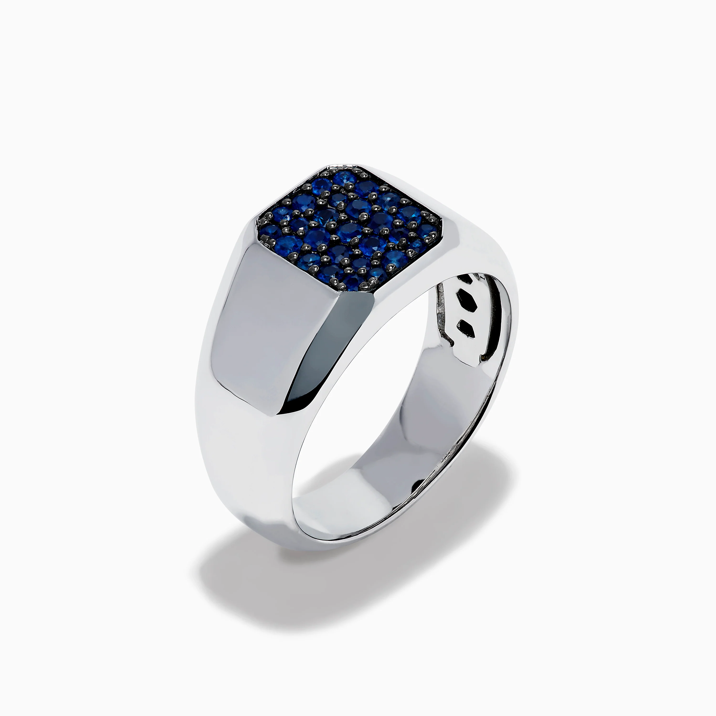 Men's 925 Sterling Silver Blue Sapphire Signet-style Ring - Image 4