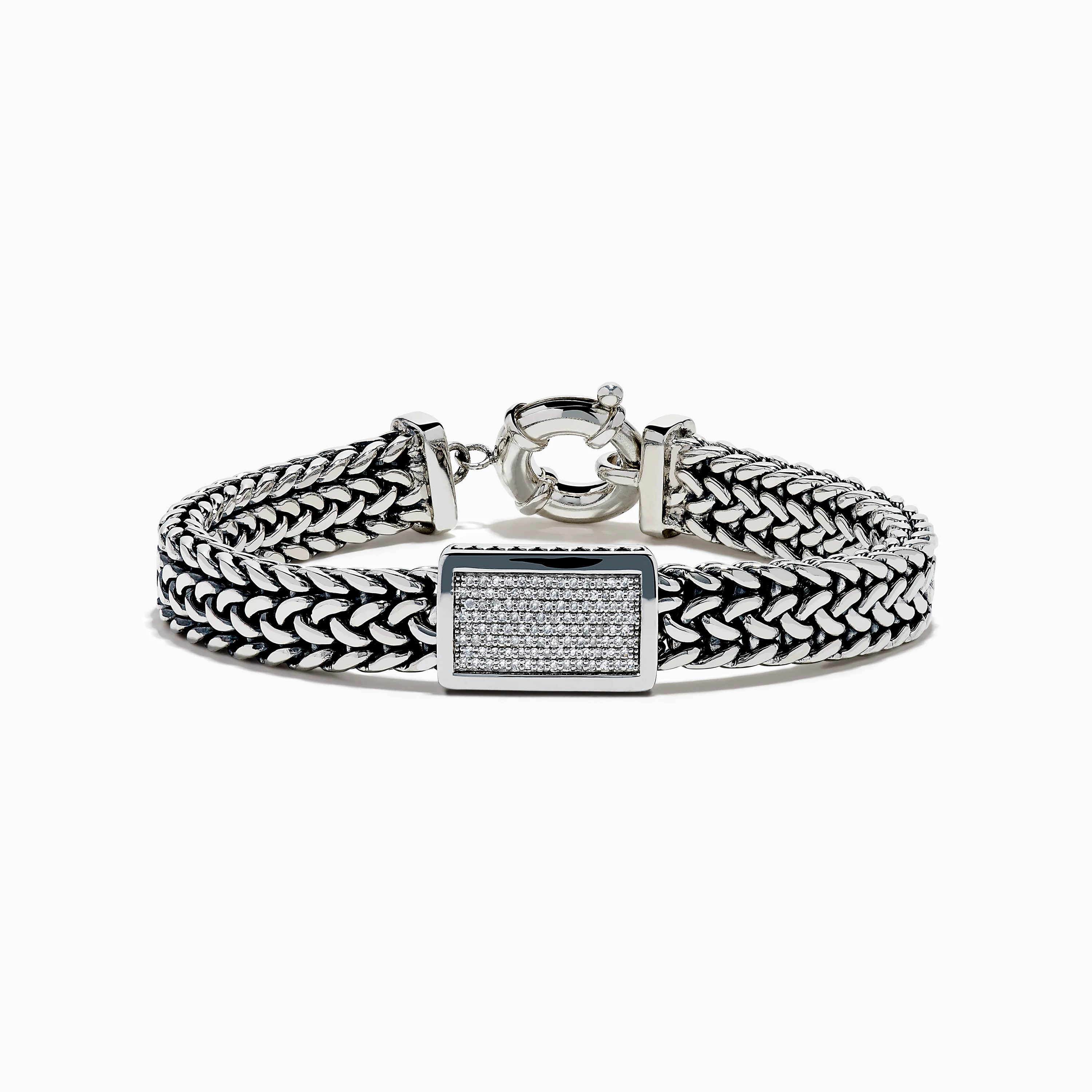 Men's 925 Sterling Silver Chain-Link Diamond Bracelet