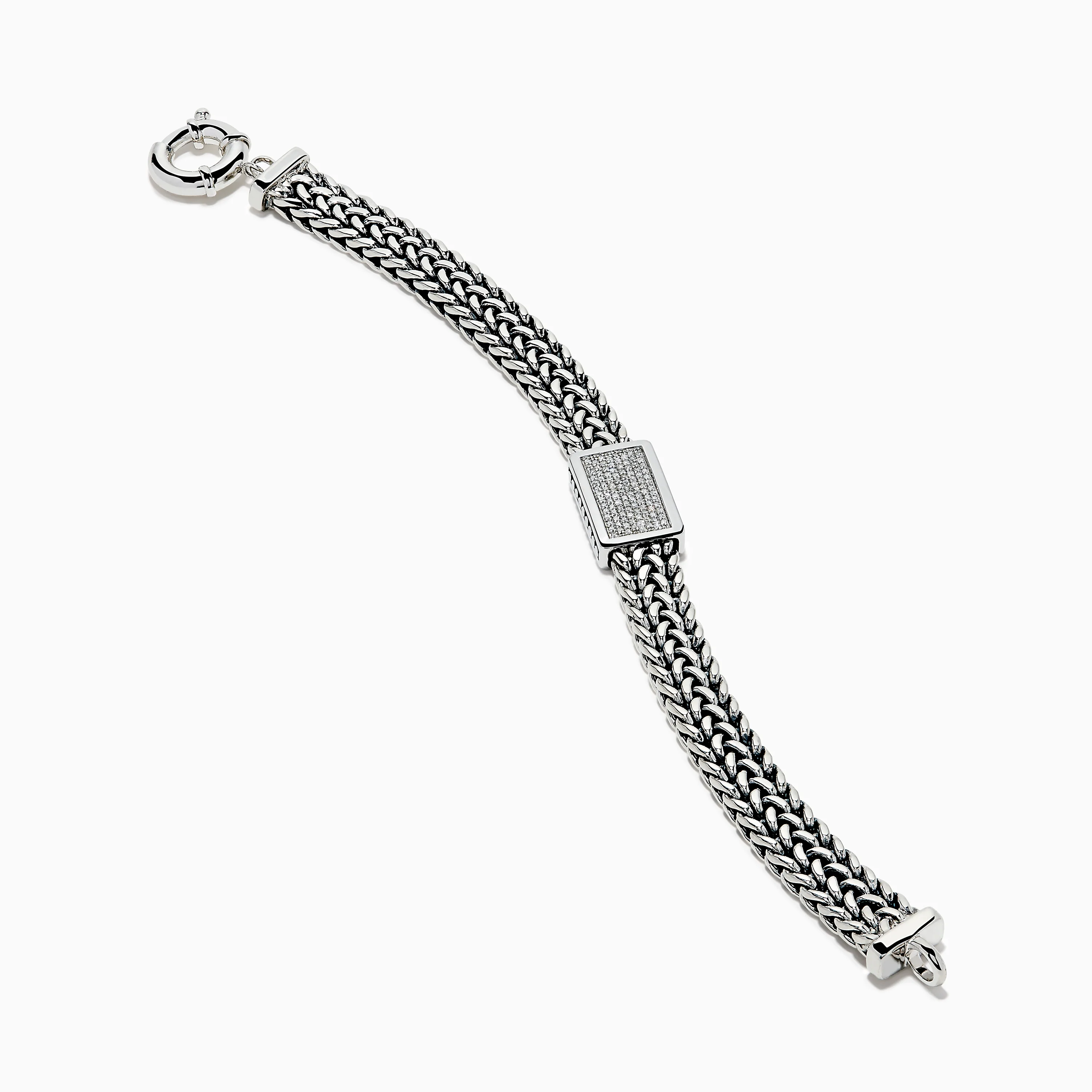 Men's 925 Sterling Silver Chain-Link Diamond Bracelet - Image 2
