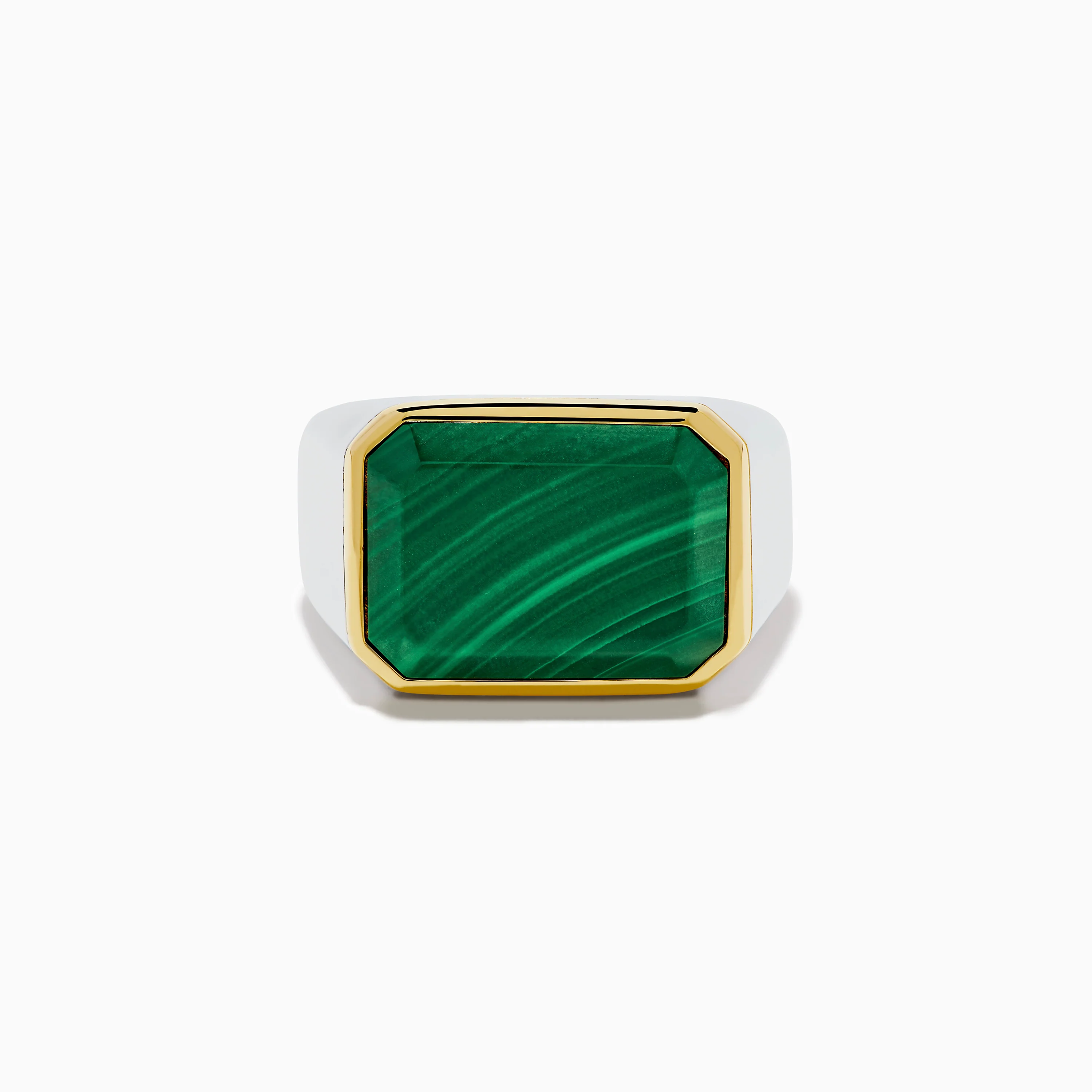 Men's 925 Sterling Silver Malachite Signet Ring