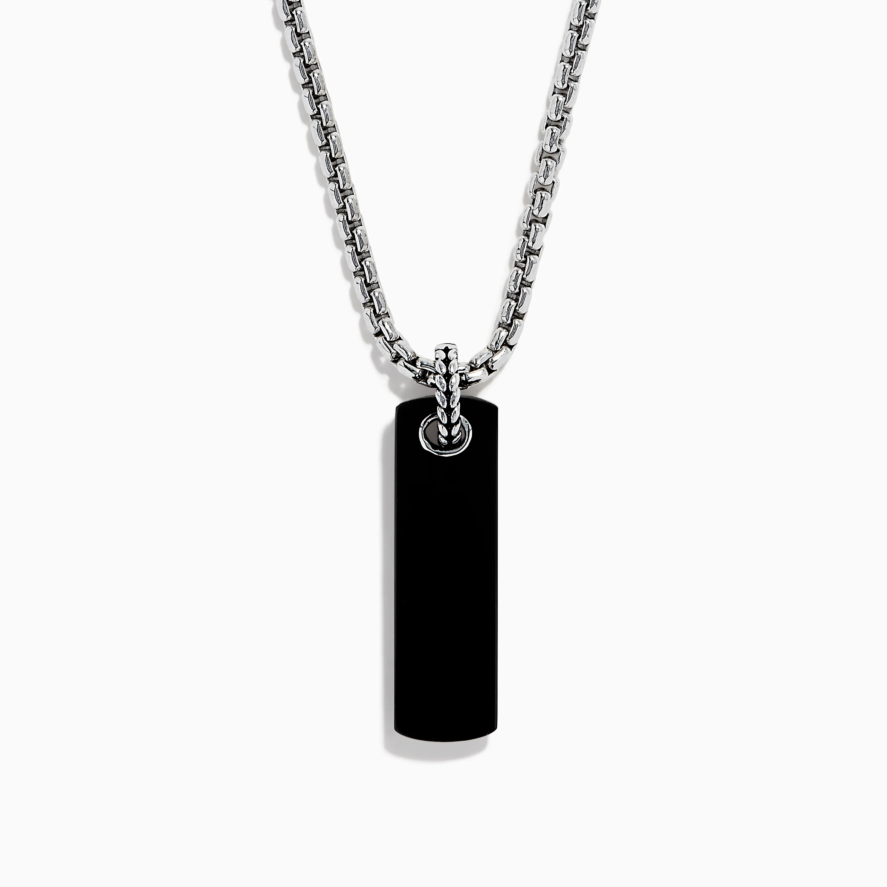 Men's Sterling Silver Onyx Dog Tag Pendant
