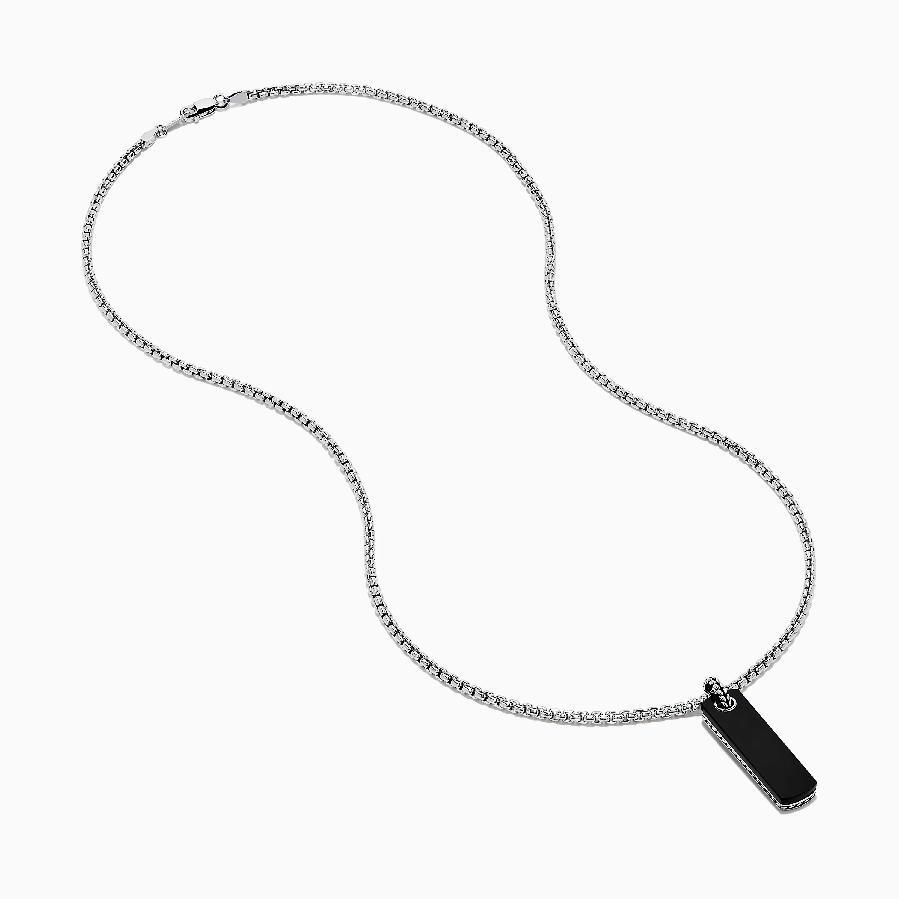 Men's Sterling Silver Onyx Dog Tag Pendant - Image 2