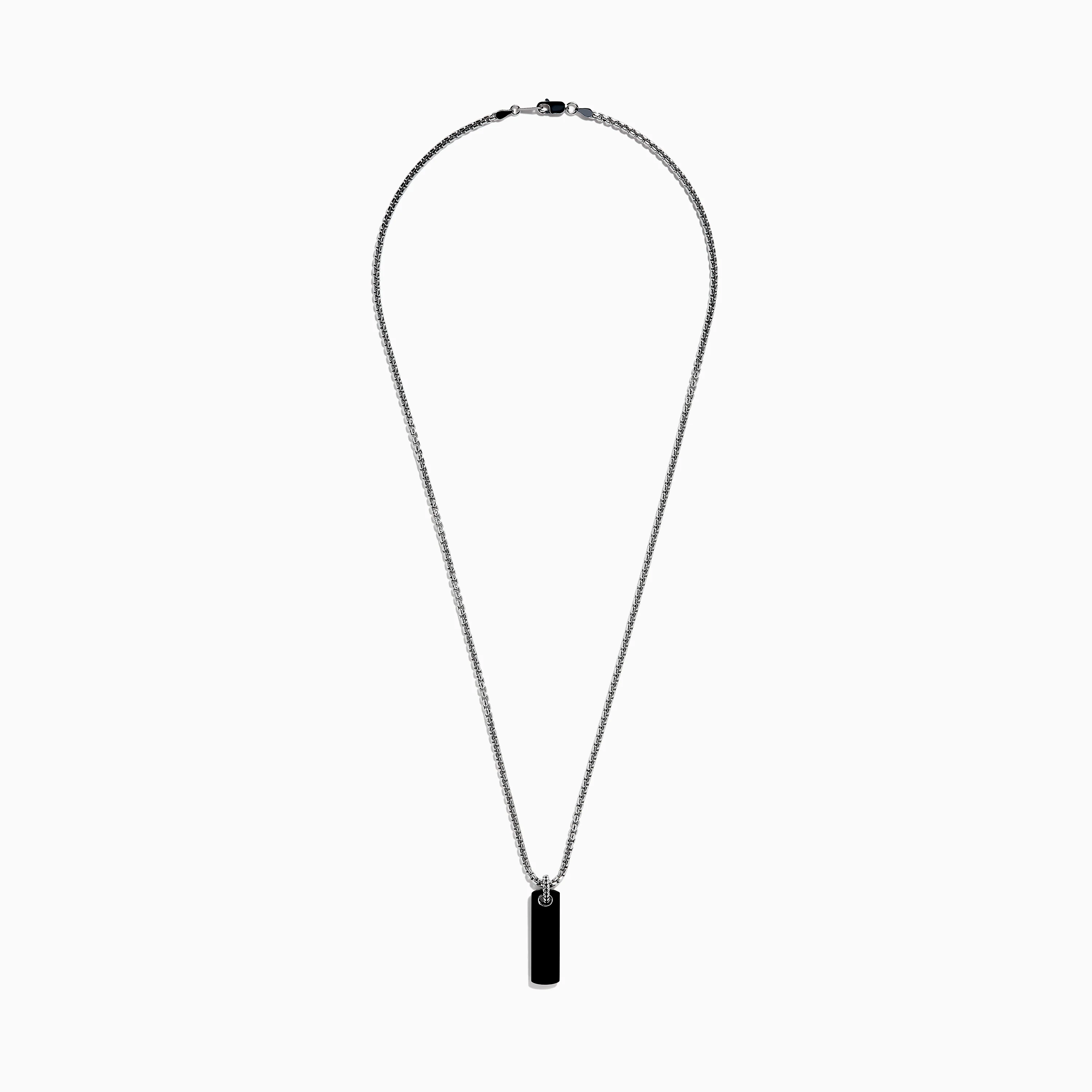 Men's Sterling Silver Onyx Dog Tag Pendant - Image 3