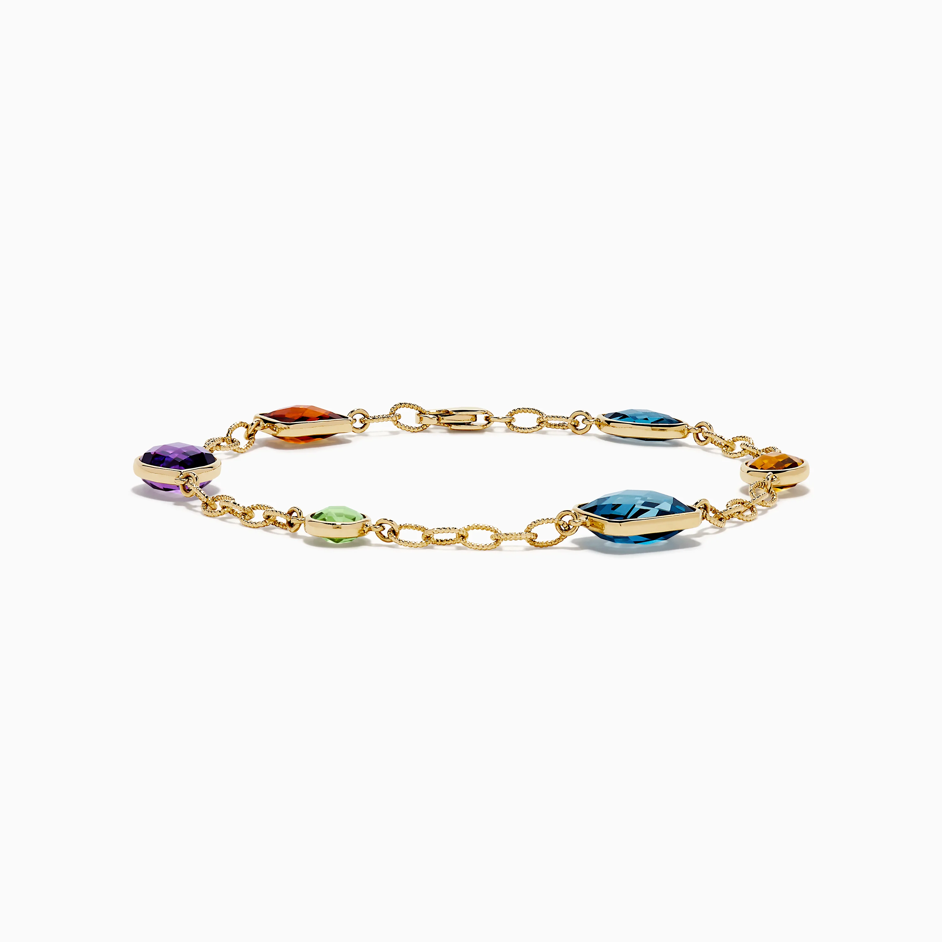 Mosaic 14K Yellow Gold Multi Gemstone Station Bracelet - Image 3