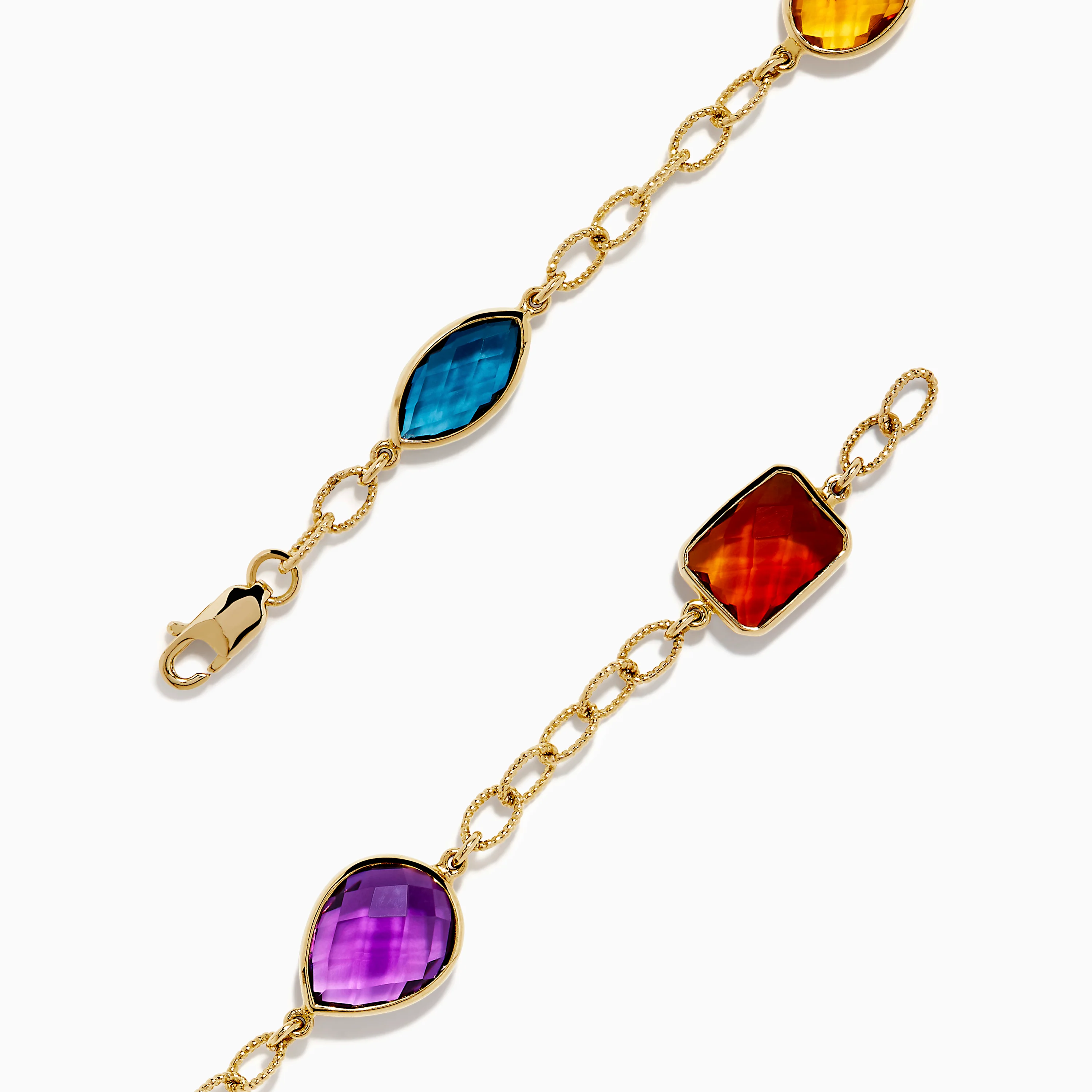 Mosaic 14K Yellow Gold Multi Gemstone Station Bracelet - Image 4