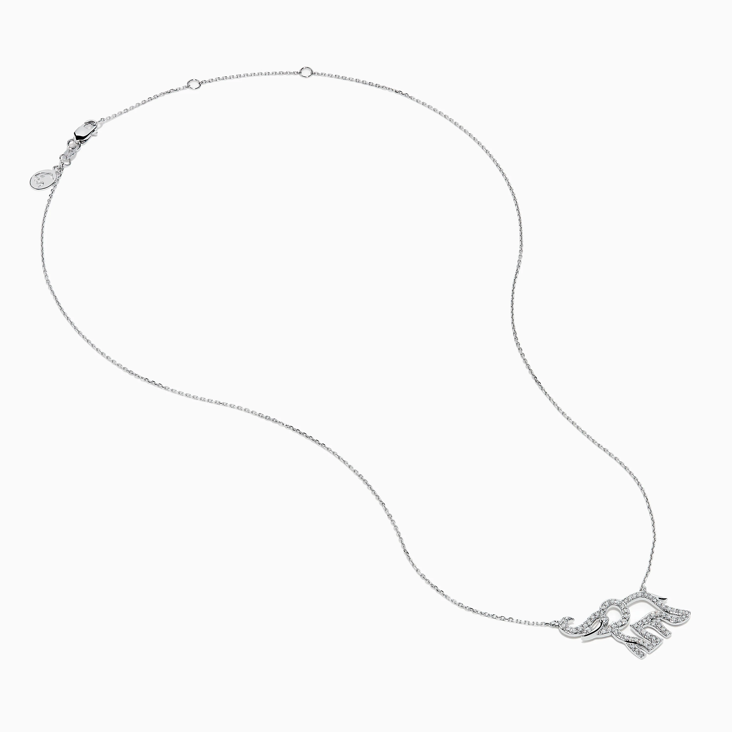Novelty 14K White Gold Diamond Elephant Necklace - Image 2