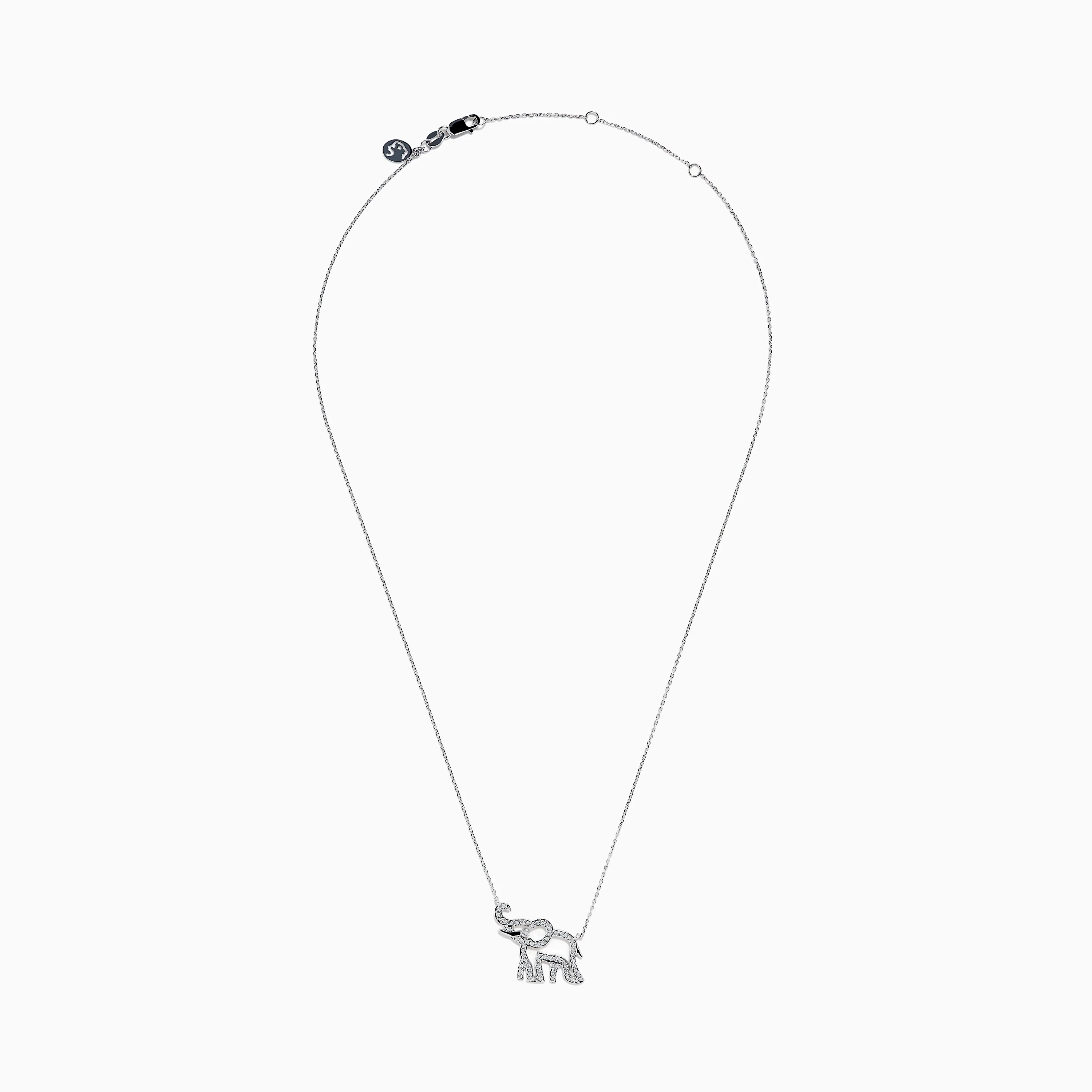 Novelty 14K White Gold Diamond Elephant Necklace - Image 3
