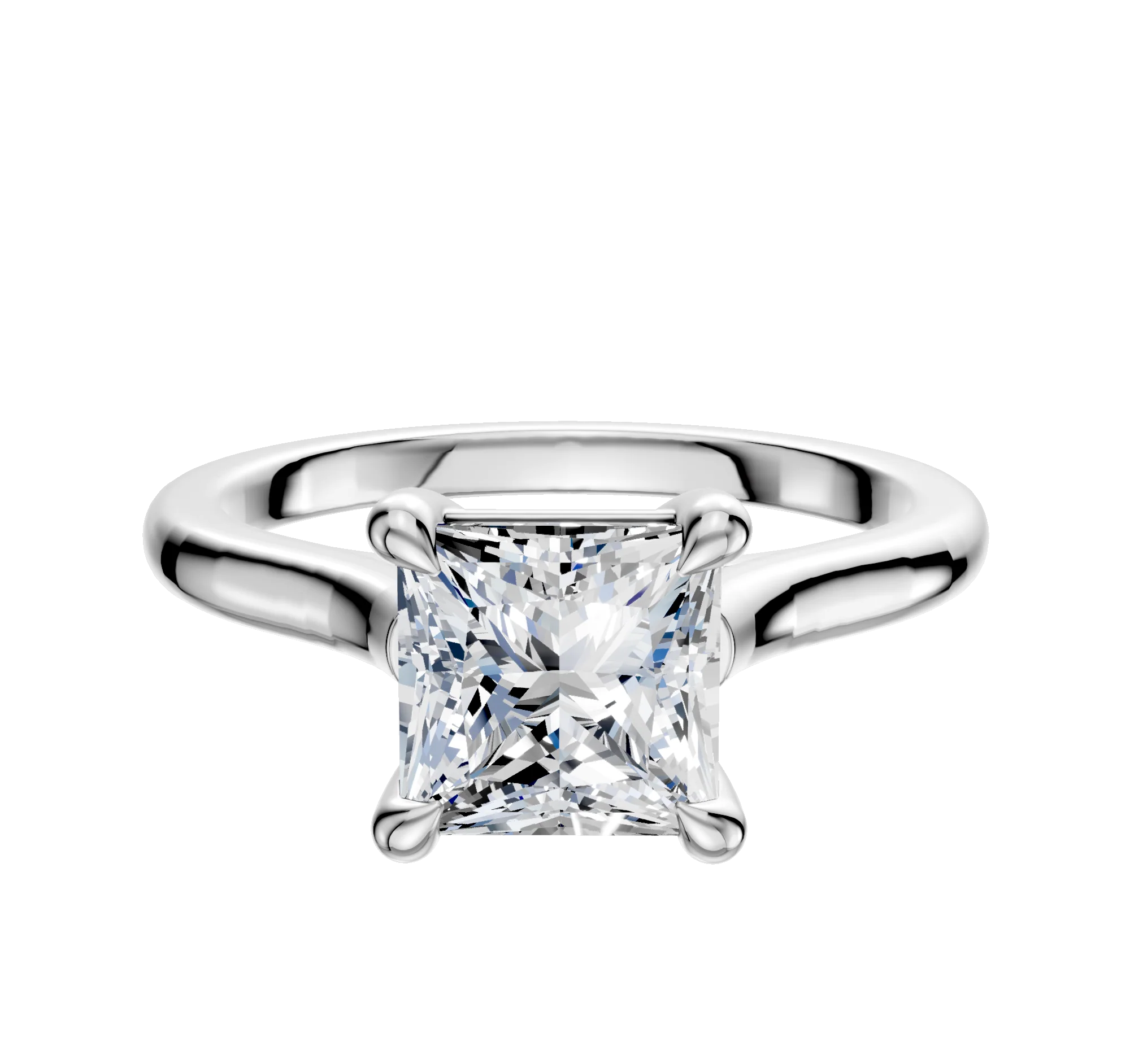 Platinum 4 Prong Basket Cathedral Dome 2.0mm Engagement Ring