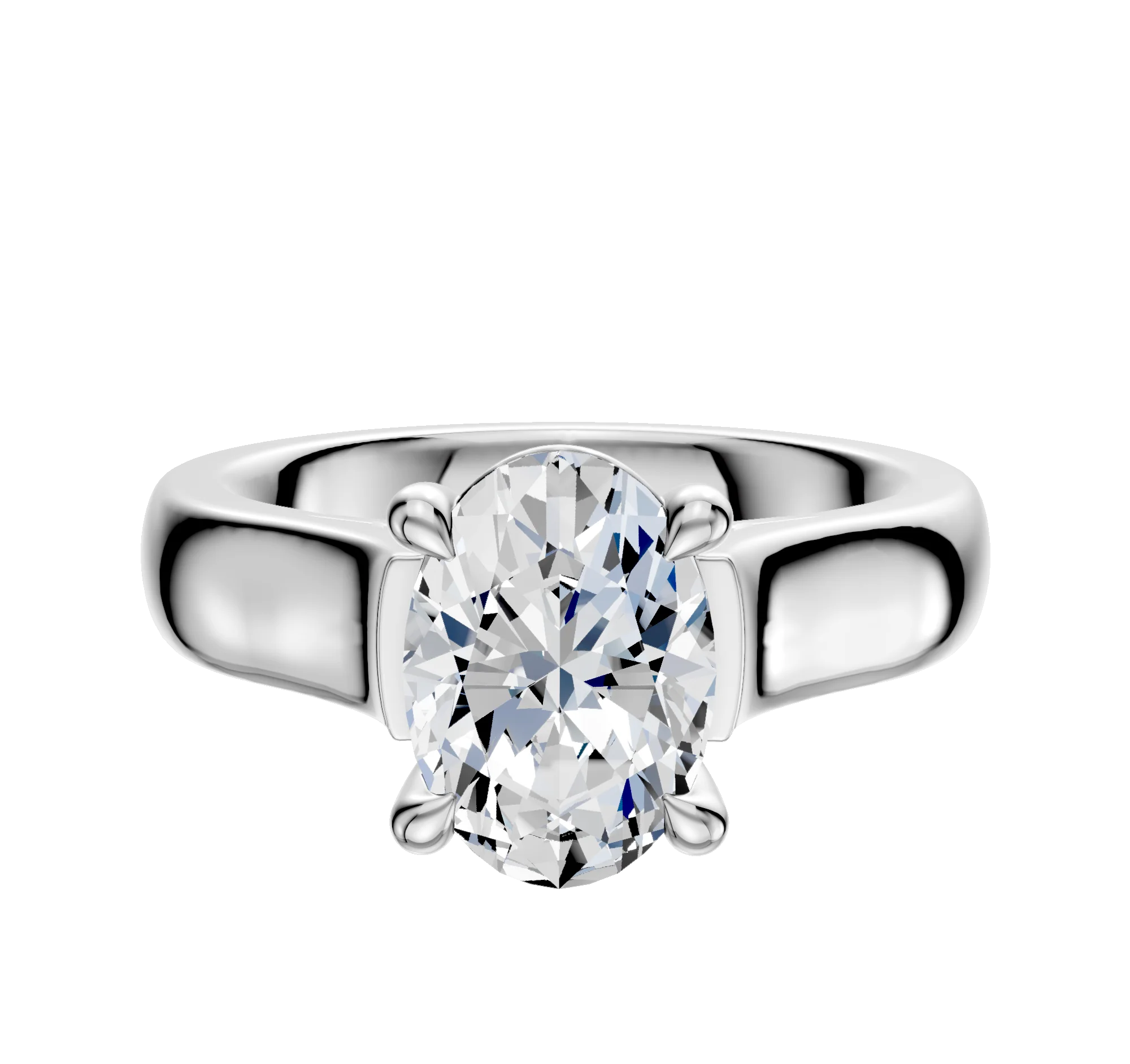 Platinum 4 Prong Basket Cathedral Dome 4.0mm Engagement Ring