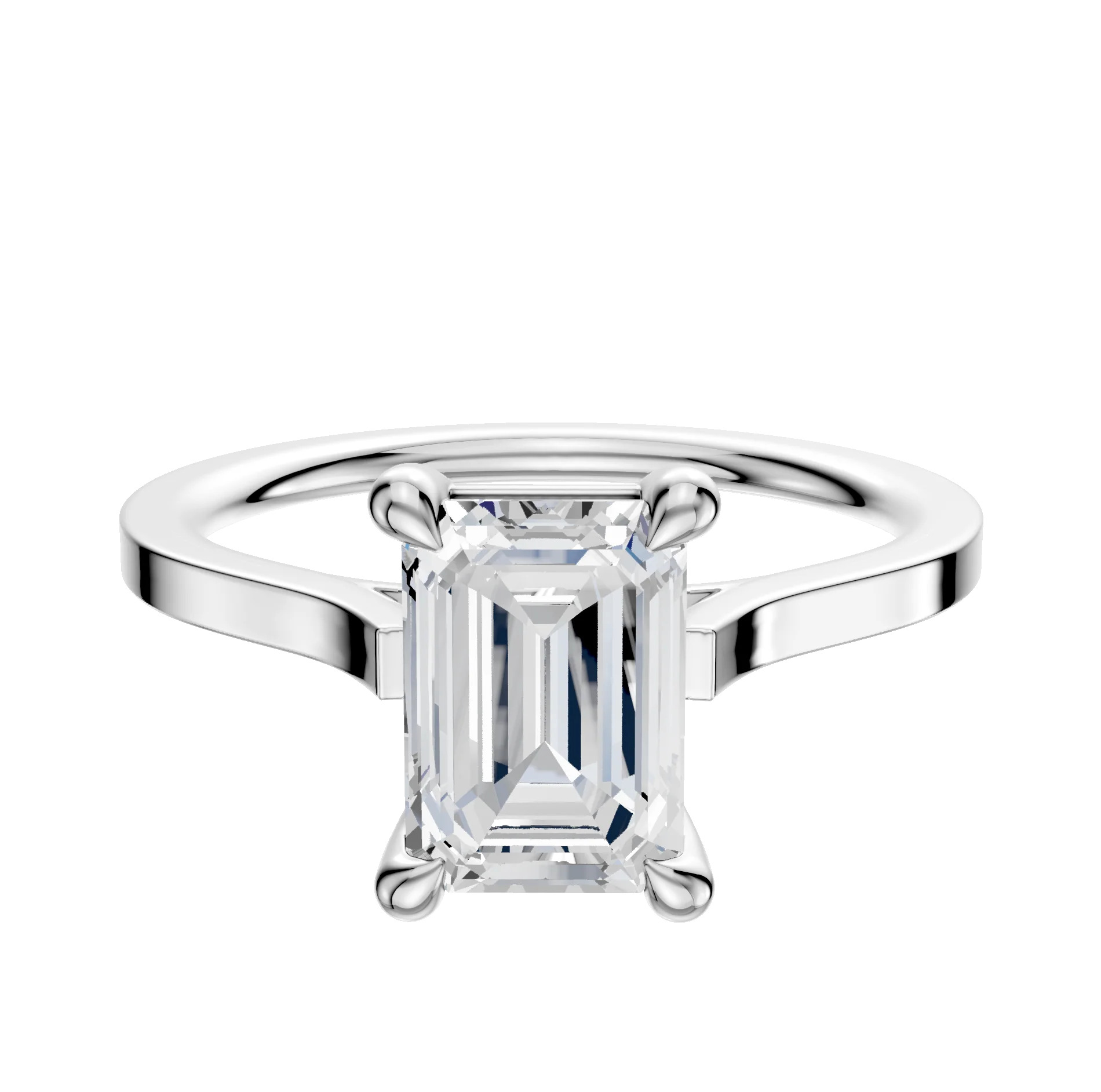 Platinum 4 Prong Basket Cathedral Flat 1.5mm Engagement Ring