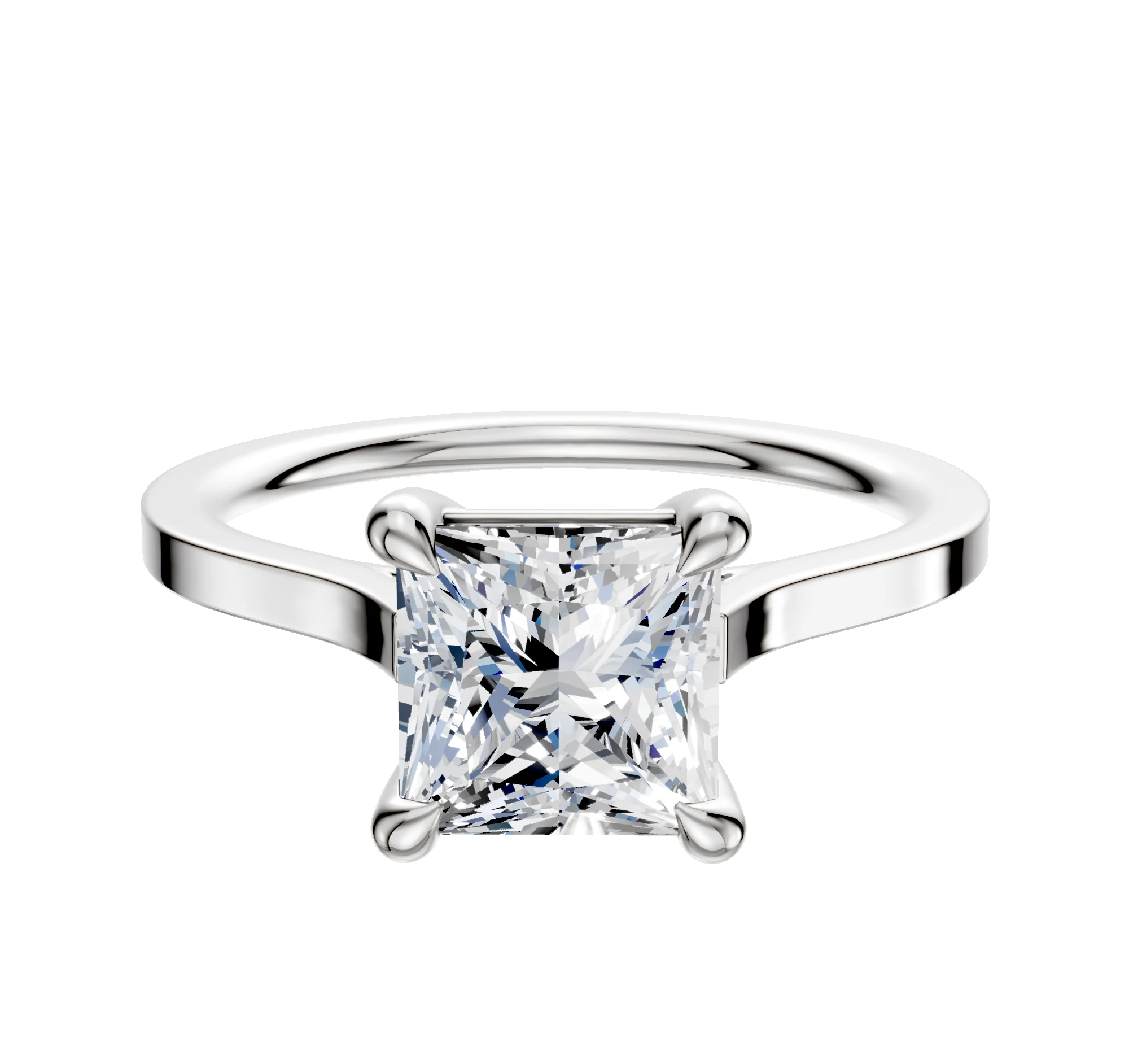 Platinum 4 Prong Basket Cathedral Flat 1.5mm Engagement Ring