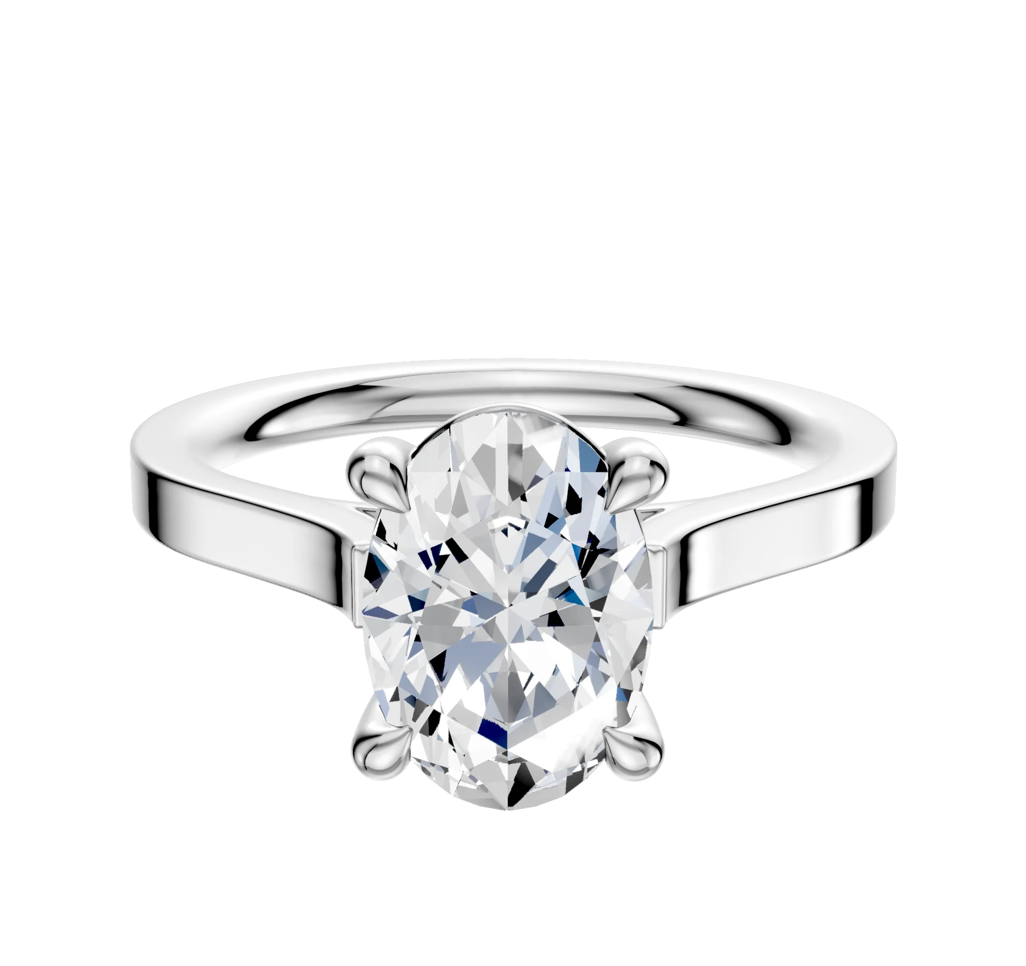 Platinum 4 Prong Basket Cathedral Flat 2.0mm Engagement Ring