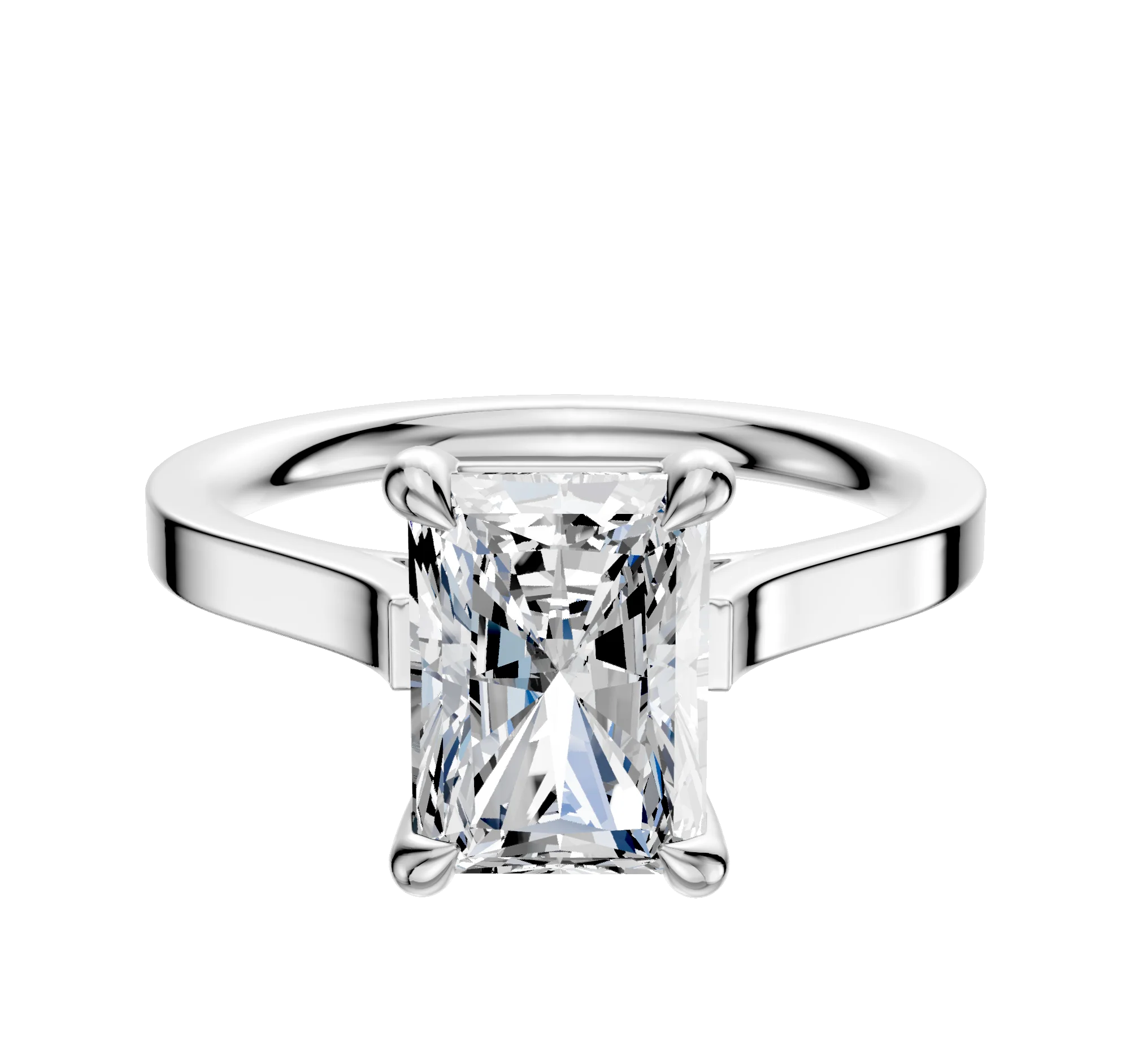 Platinum 4 Prong Basket Cathedral Flat 2.0mm Engagement Ring