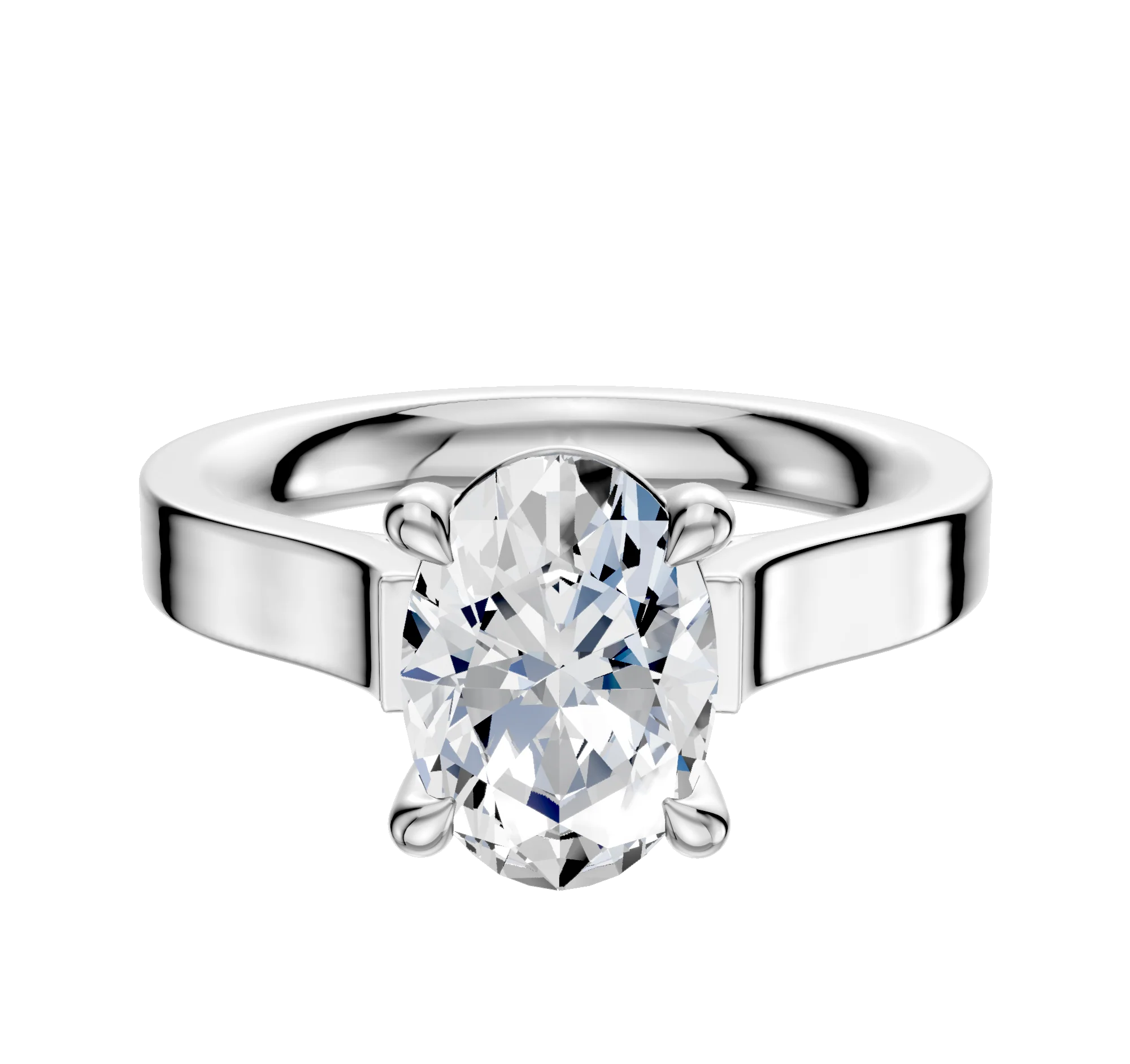 Platinum 4 Prong Basket Cathedral Flat 3.0mm Engagement Ring