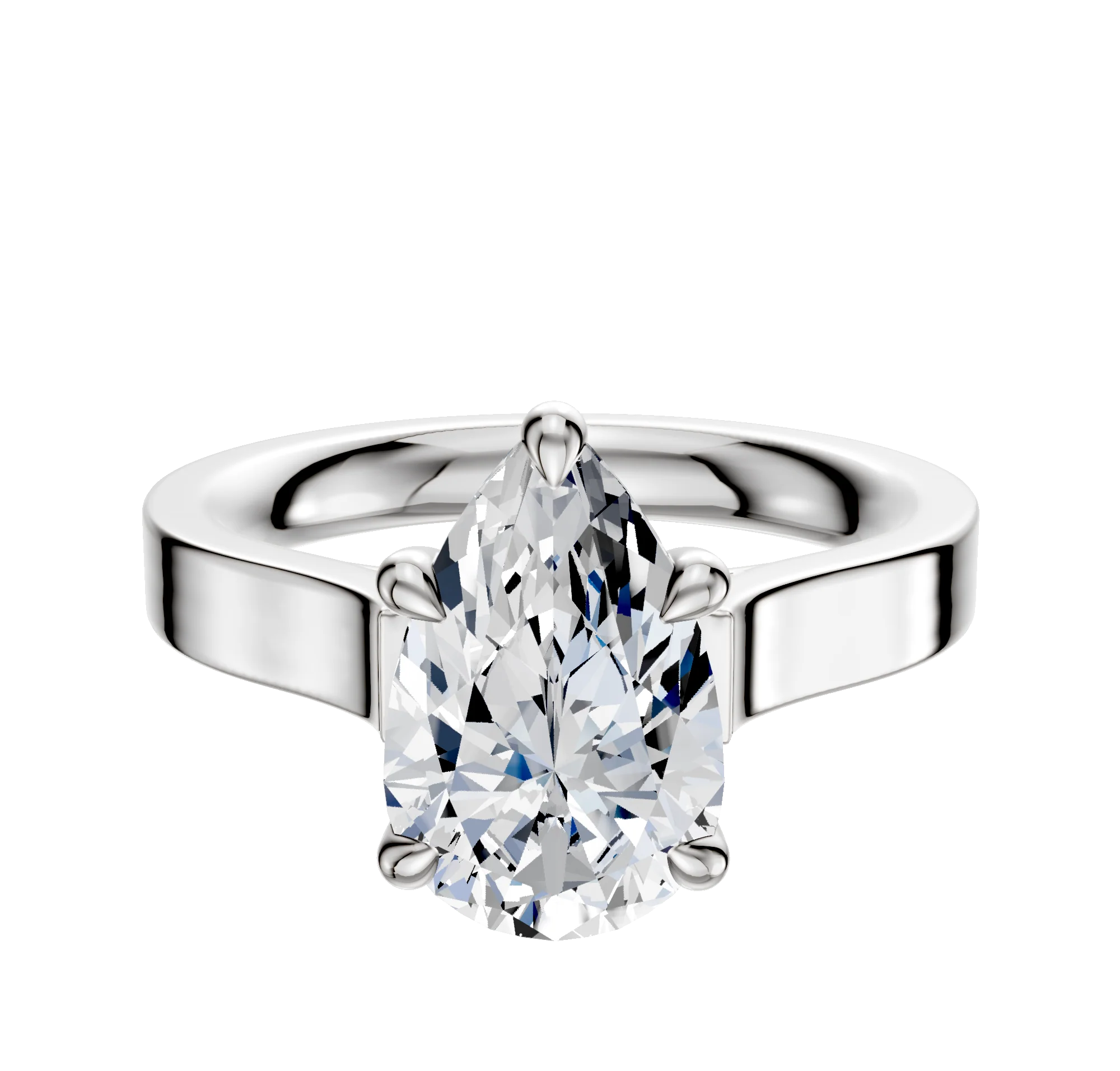 Platinum 4 Prong Basket Cathedral Flat 3.0mm Engagement Ring