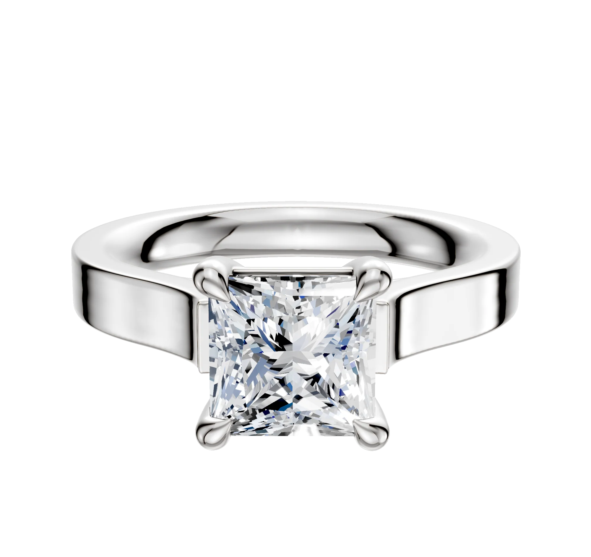 Platinum 4 Prong Basket Cathedral Flat 3.0mm Engagement Ring