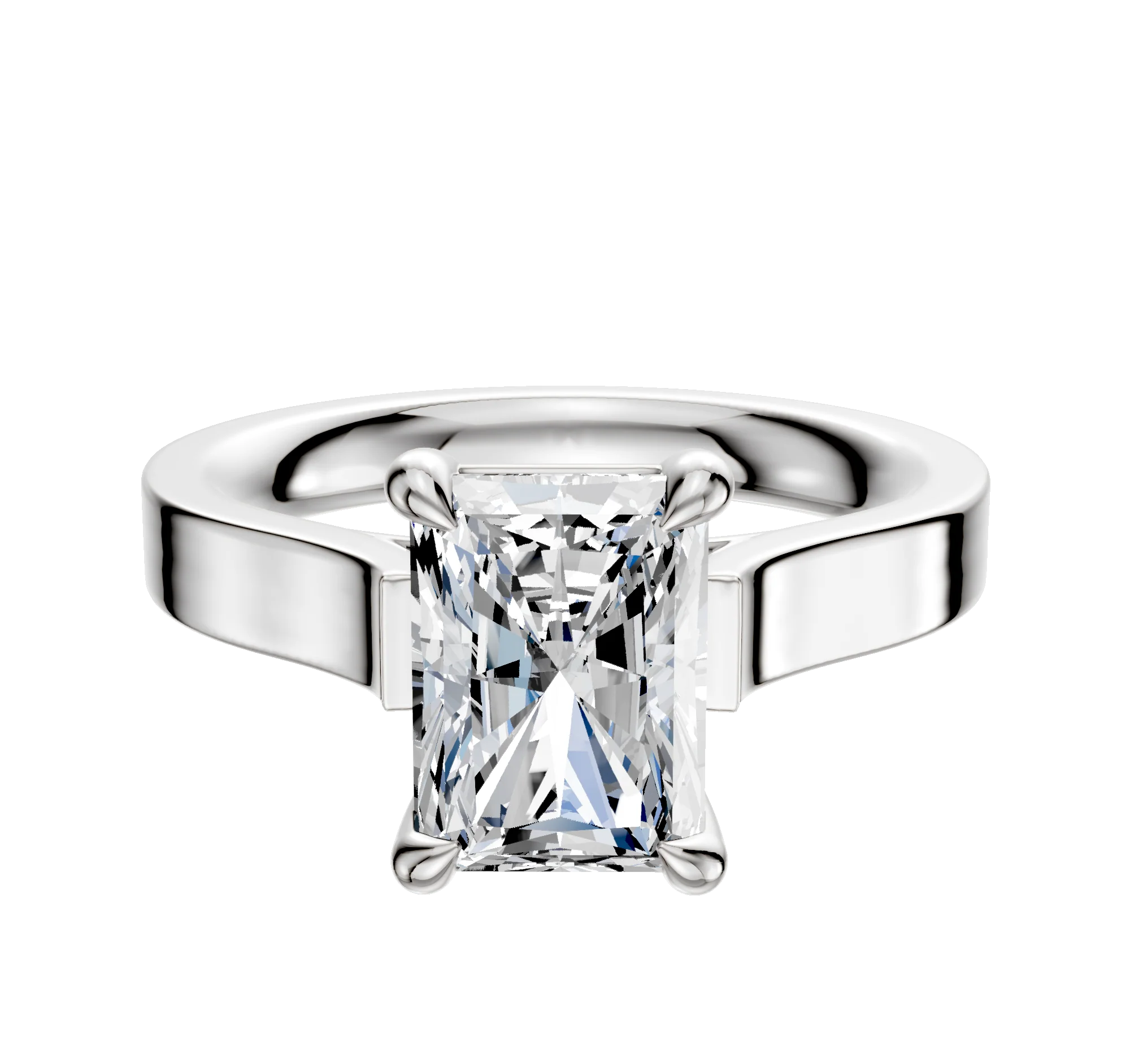 Platinum 4 Prong Basket Cathedral Flat 3.0mm Engagement Ring
