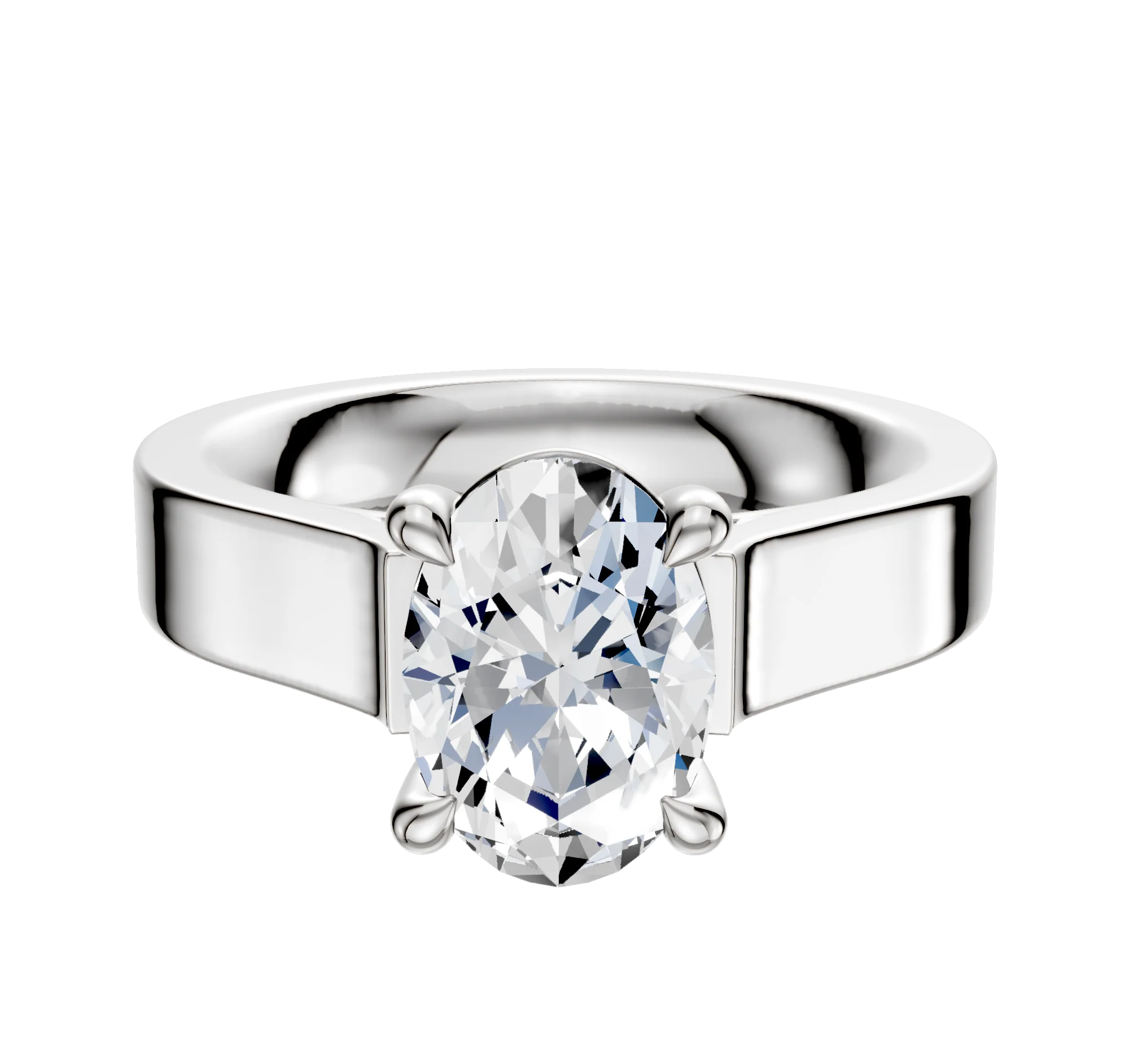 Platinum 4 Prong Basket Cathedral Flat 4.0mm Engagement Ring