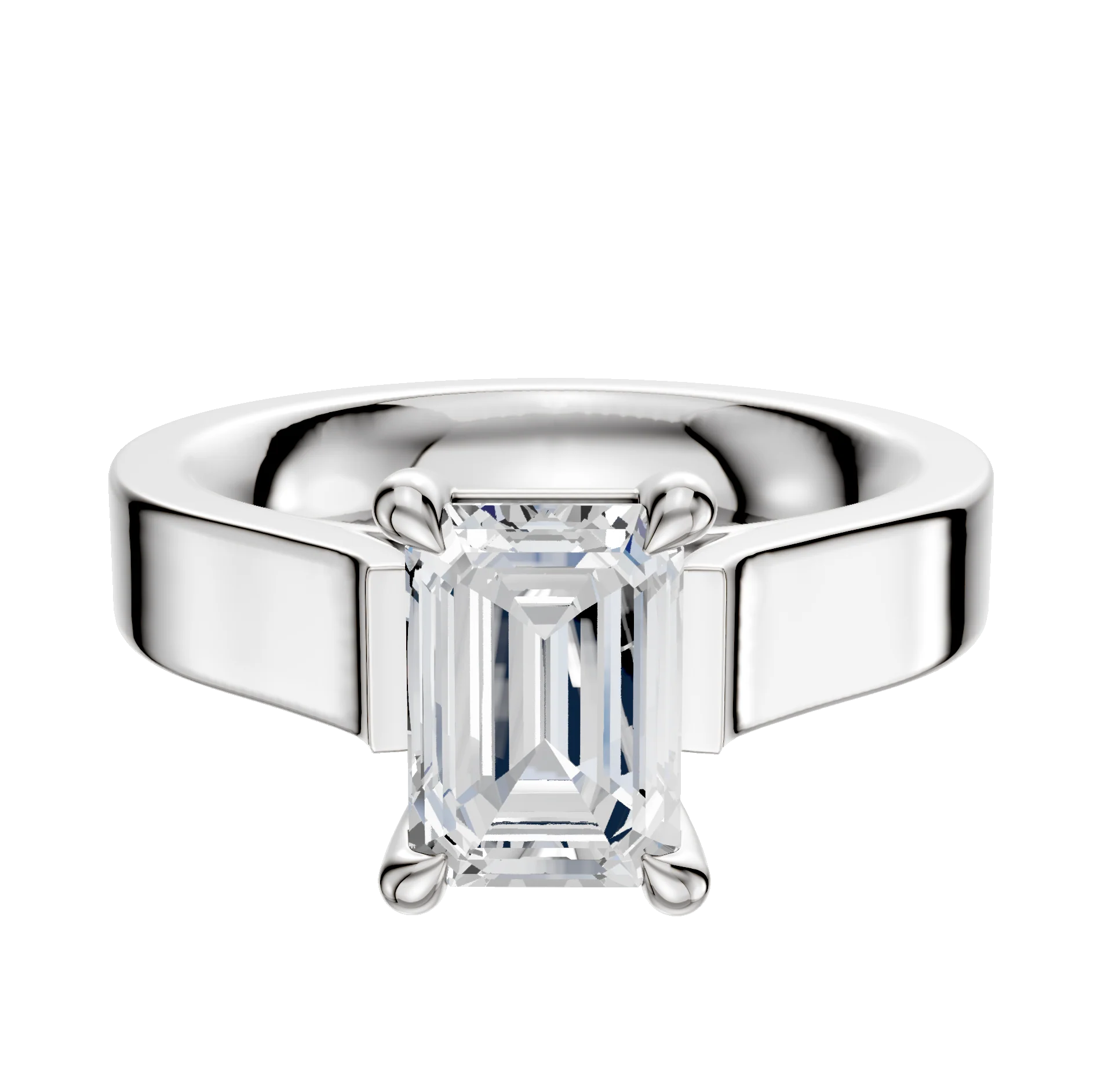 Platinum 4 Prong Basket Cathedral Flat 4.0mm Engagement Ring