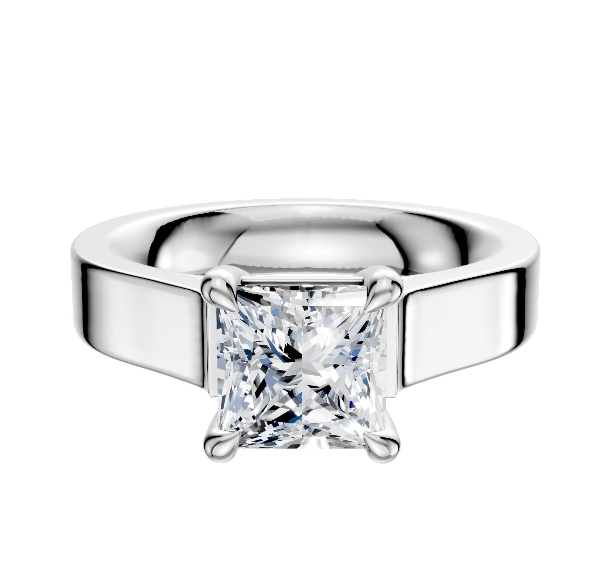 Platinum 4 Prong Basket Cathedral Flat 4.0mm Engagement Ring