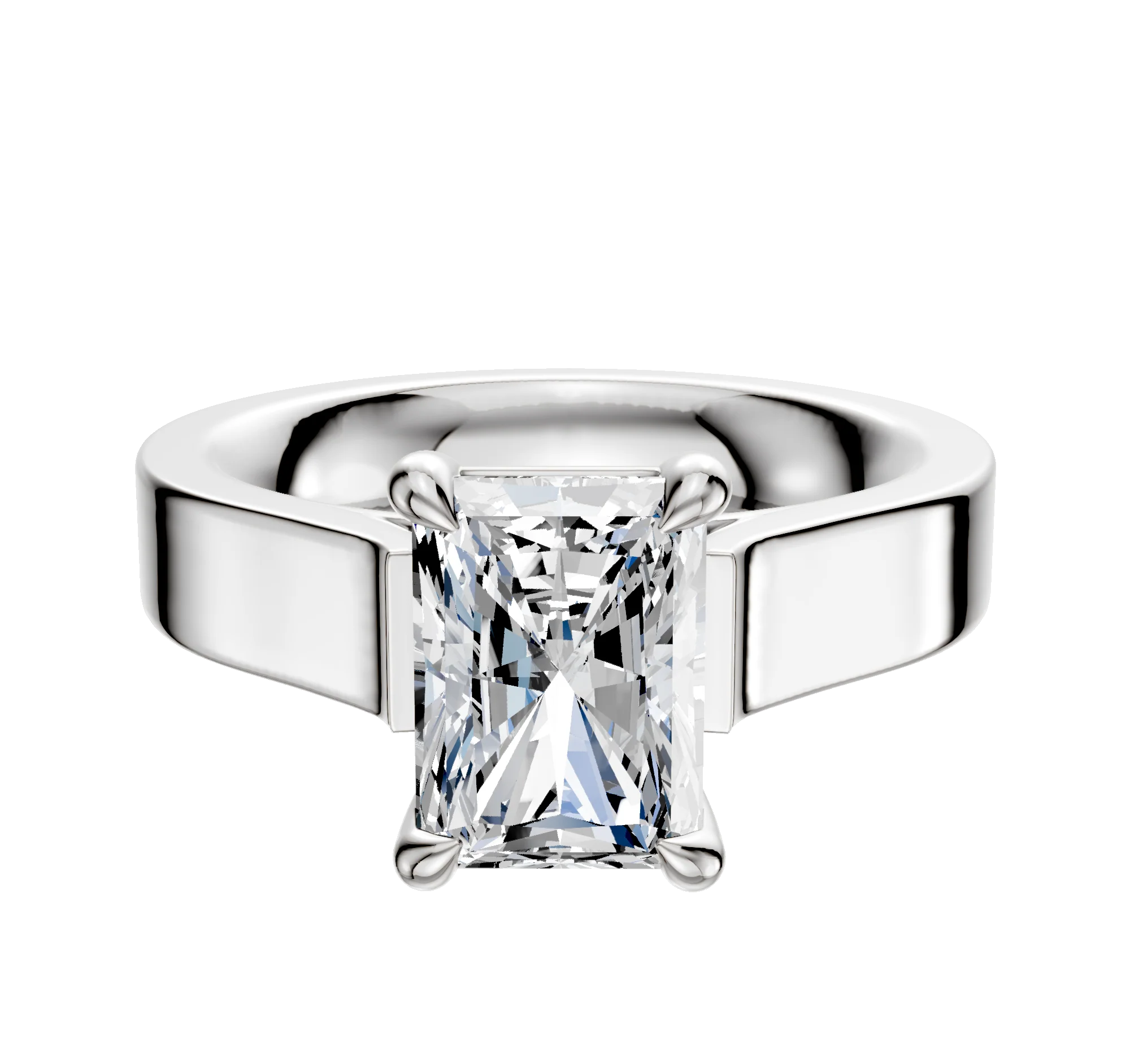 Platinum 4 Prong Basket Cathedral Flat 4.0mm Engagement Ring