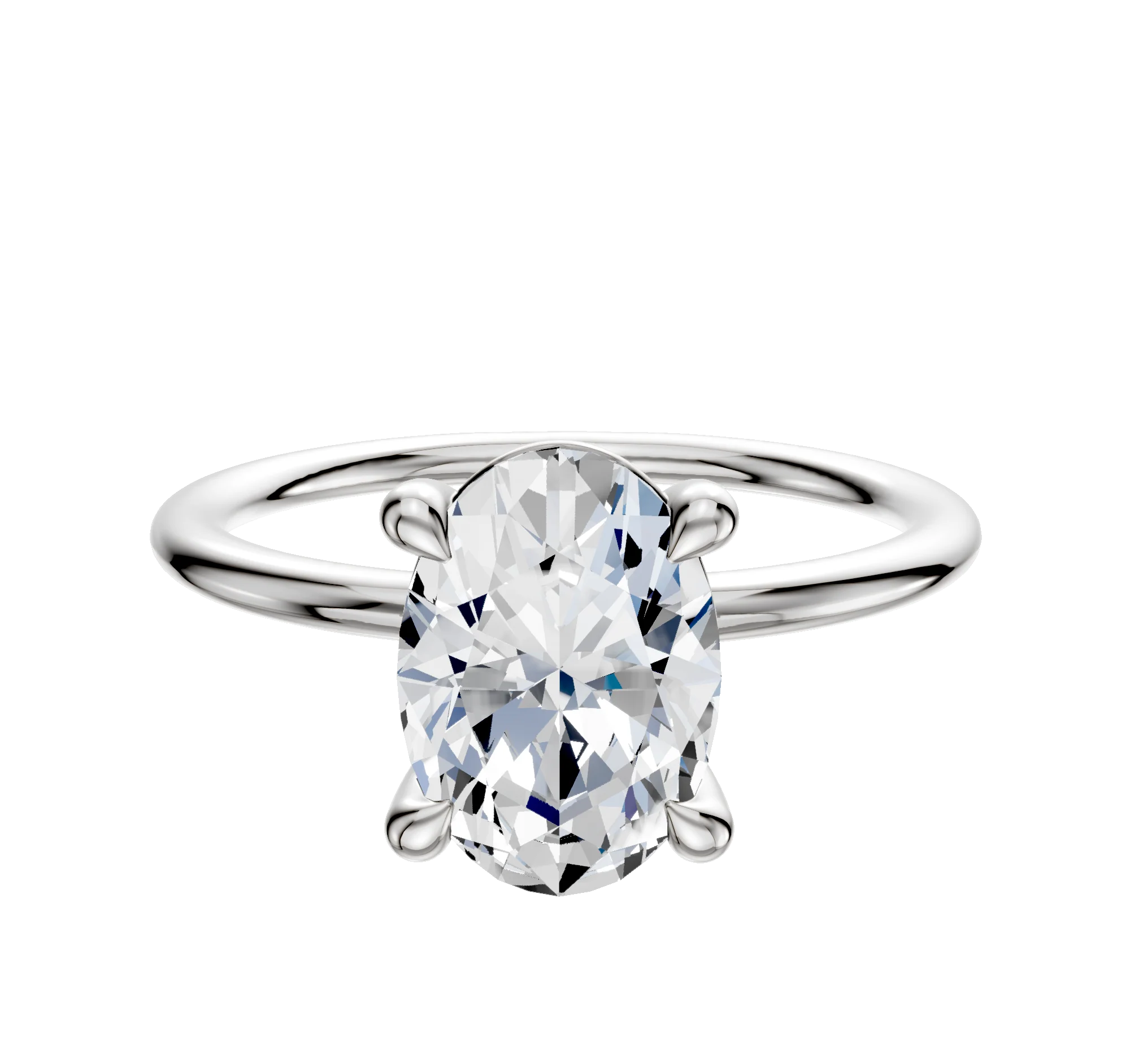 Platinum 4 Prong Basket Classic Dome 1.5mm Engagement Ring