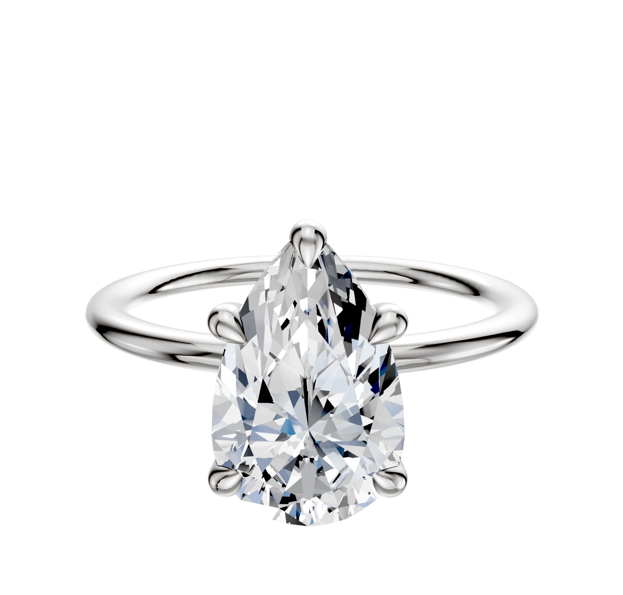 Platinum 4 Prong Basket Classic Dome 1.5mm Engagement Ring