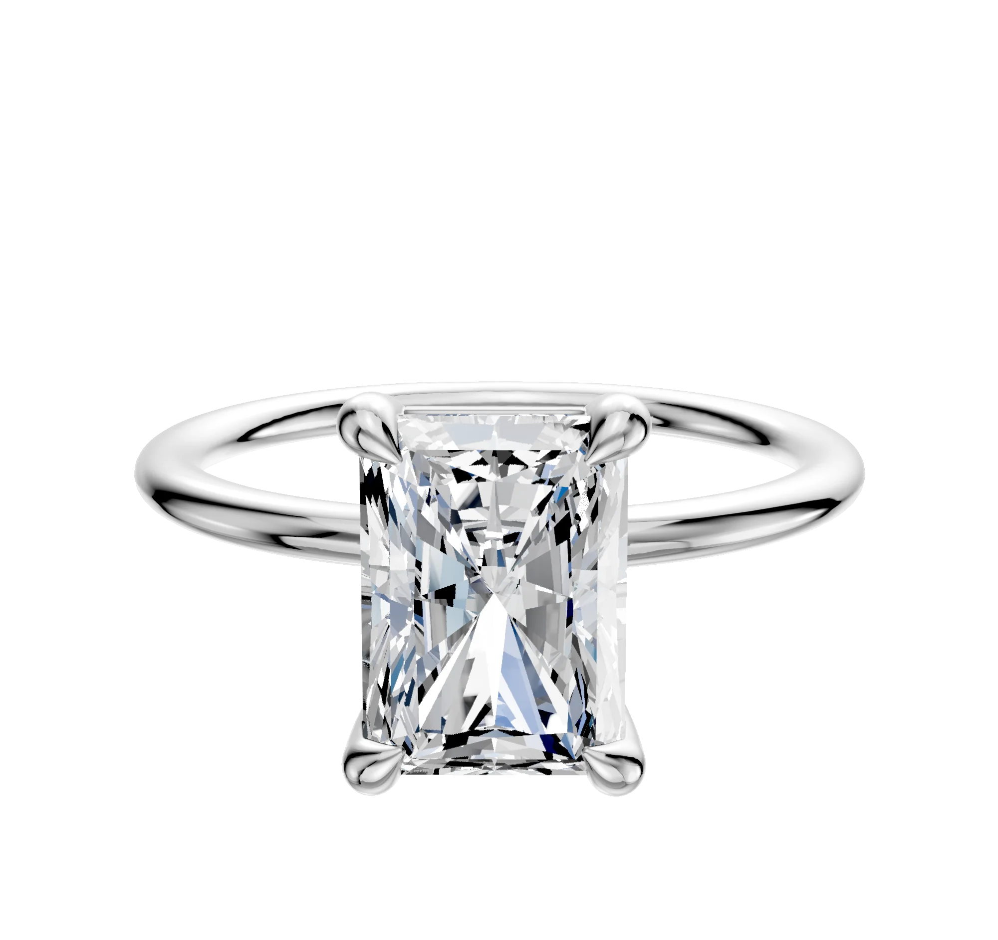 Platinum 4 Prong Basket Classic Dome 1.5mm Engagement Ring