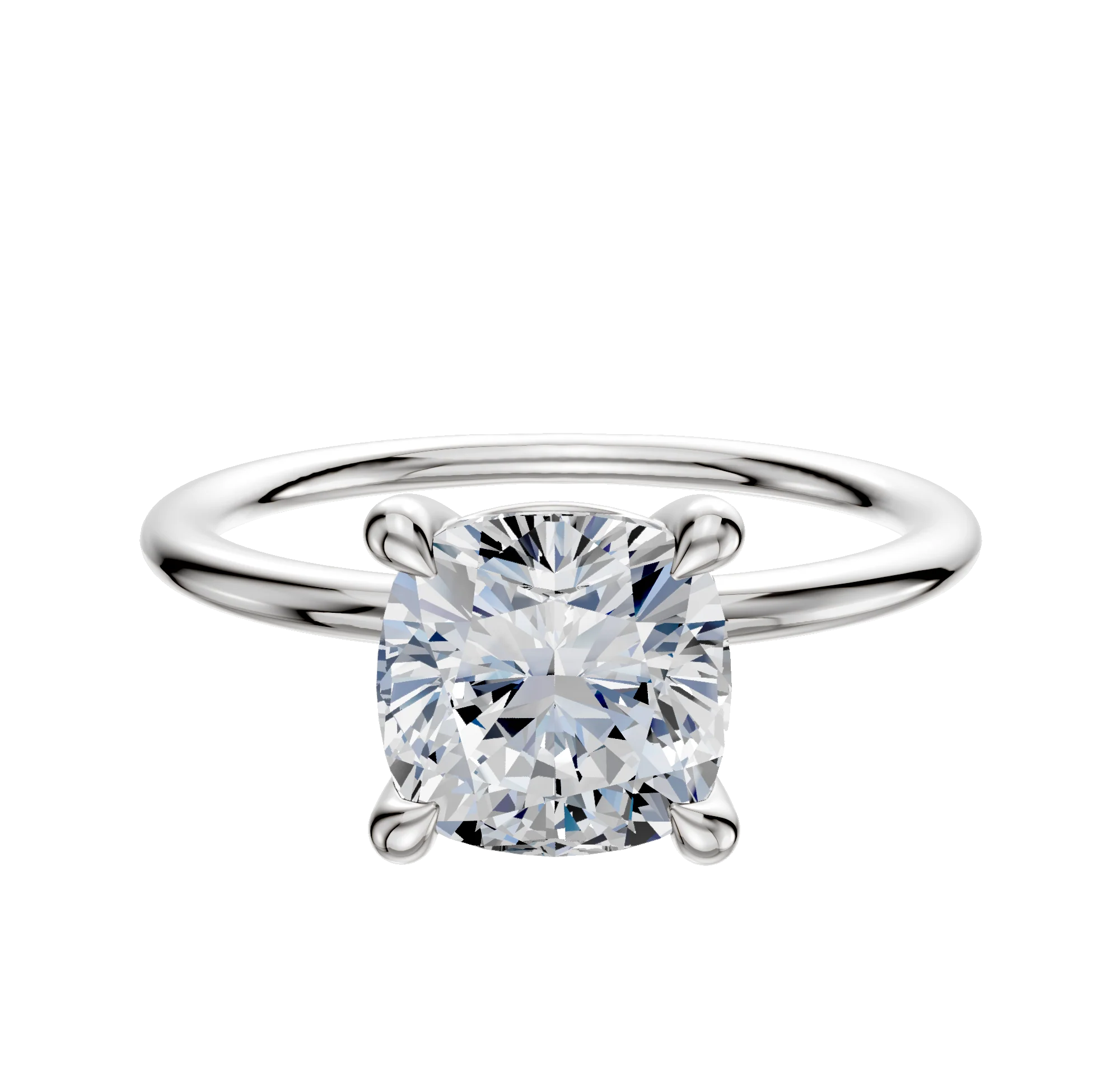 Platinum 4 Prong Basket Classic Dome 1.5mm Engagement Ring
