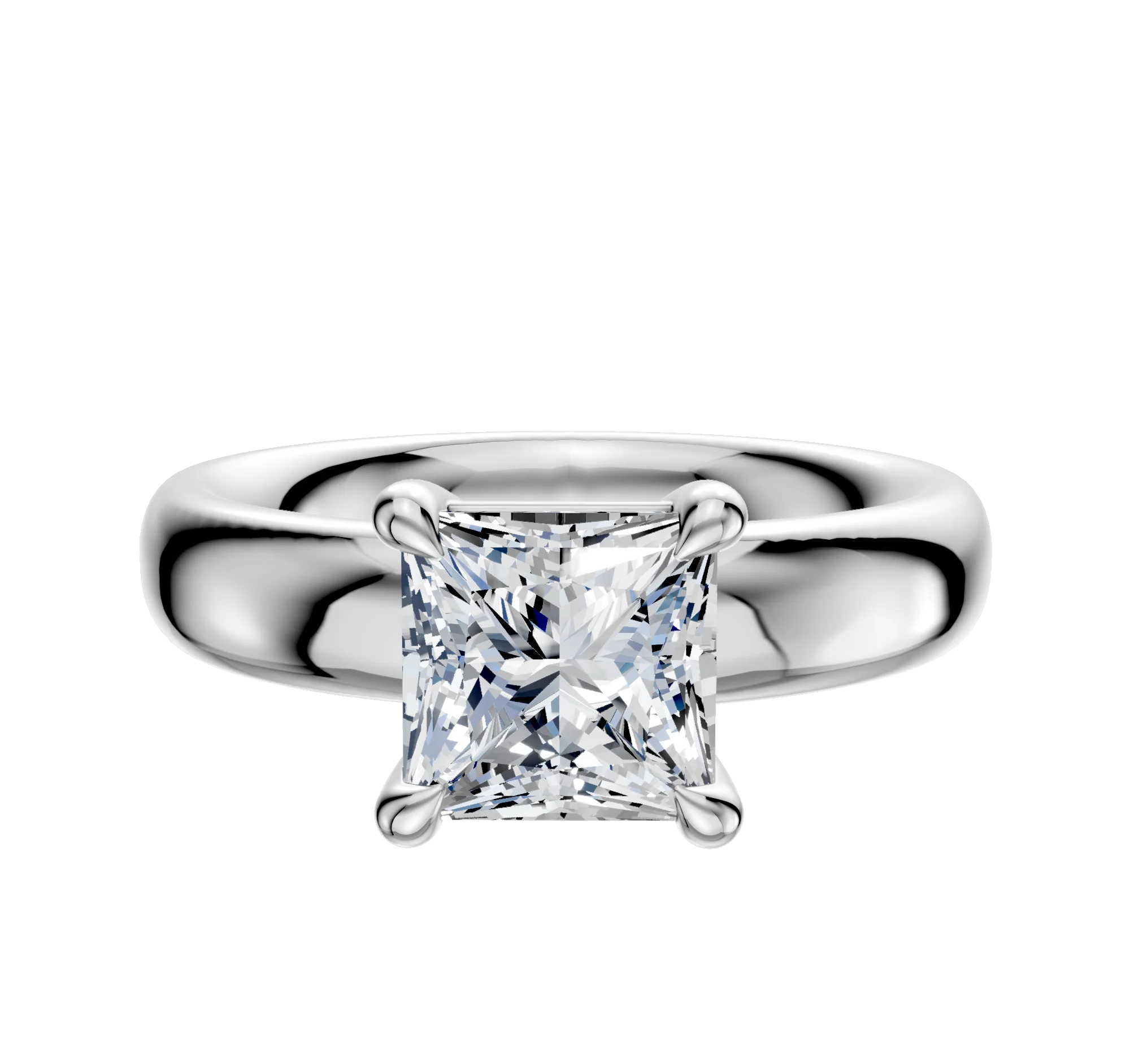 Platinum 4 Prong Basket Classic Dome 4.0mm Engagement Ring
