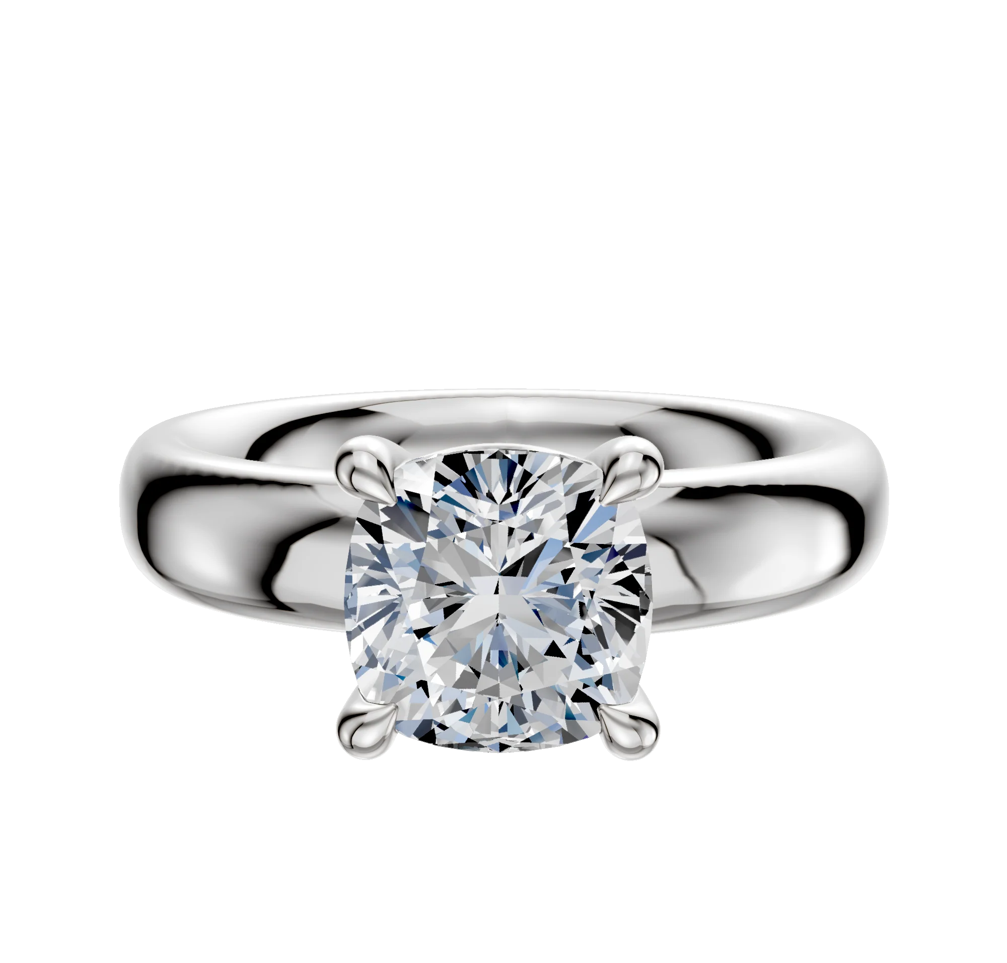 Platinum 4 Prong Basket Classic Dome 4.0mm Engagement Ring