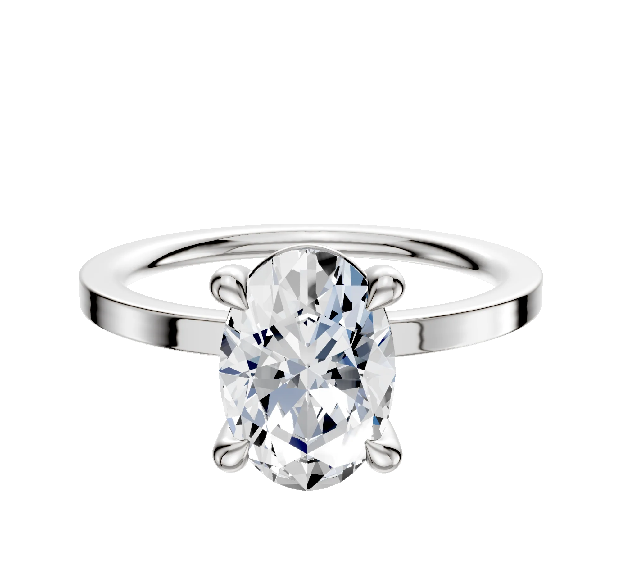 Platinum 4 Prong Basket Classic Flat 1.5mm Engagement Ring
