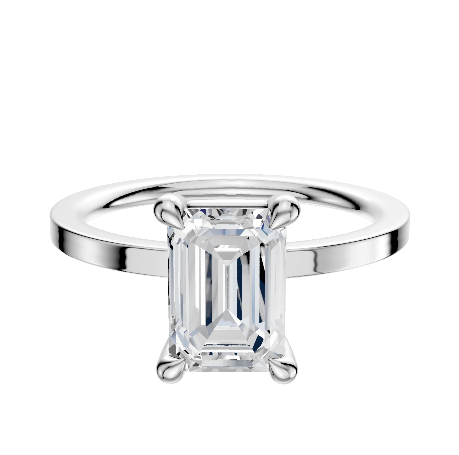 Platinum 4 Prong Basket Classic Flat 1.5mm Engagement Ring