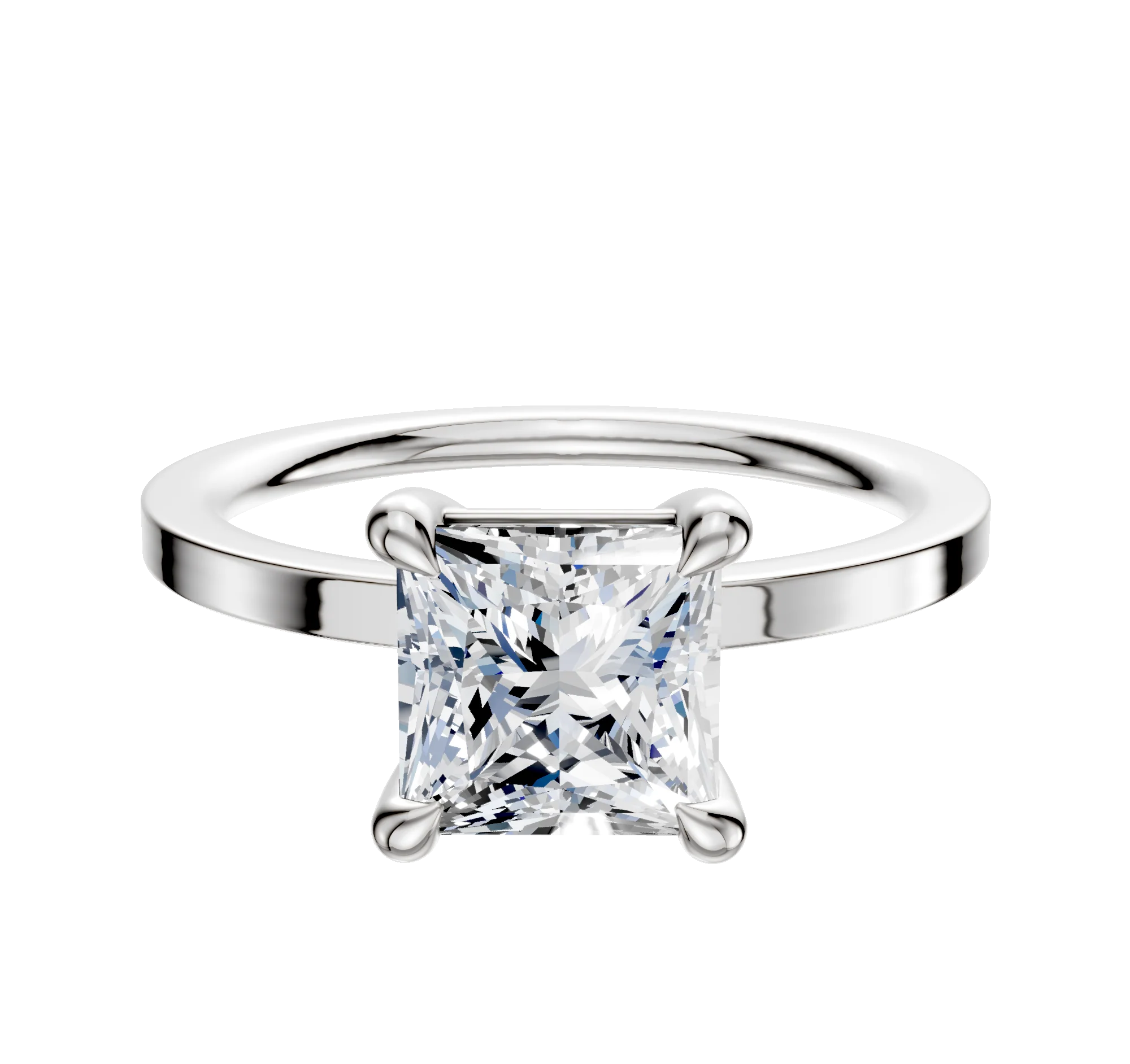 Platinum 4 Prong Basket Classic Flat 1.5mm Engagement Ring