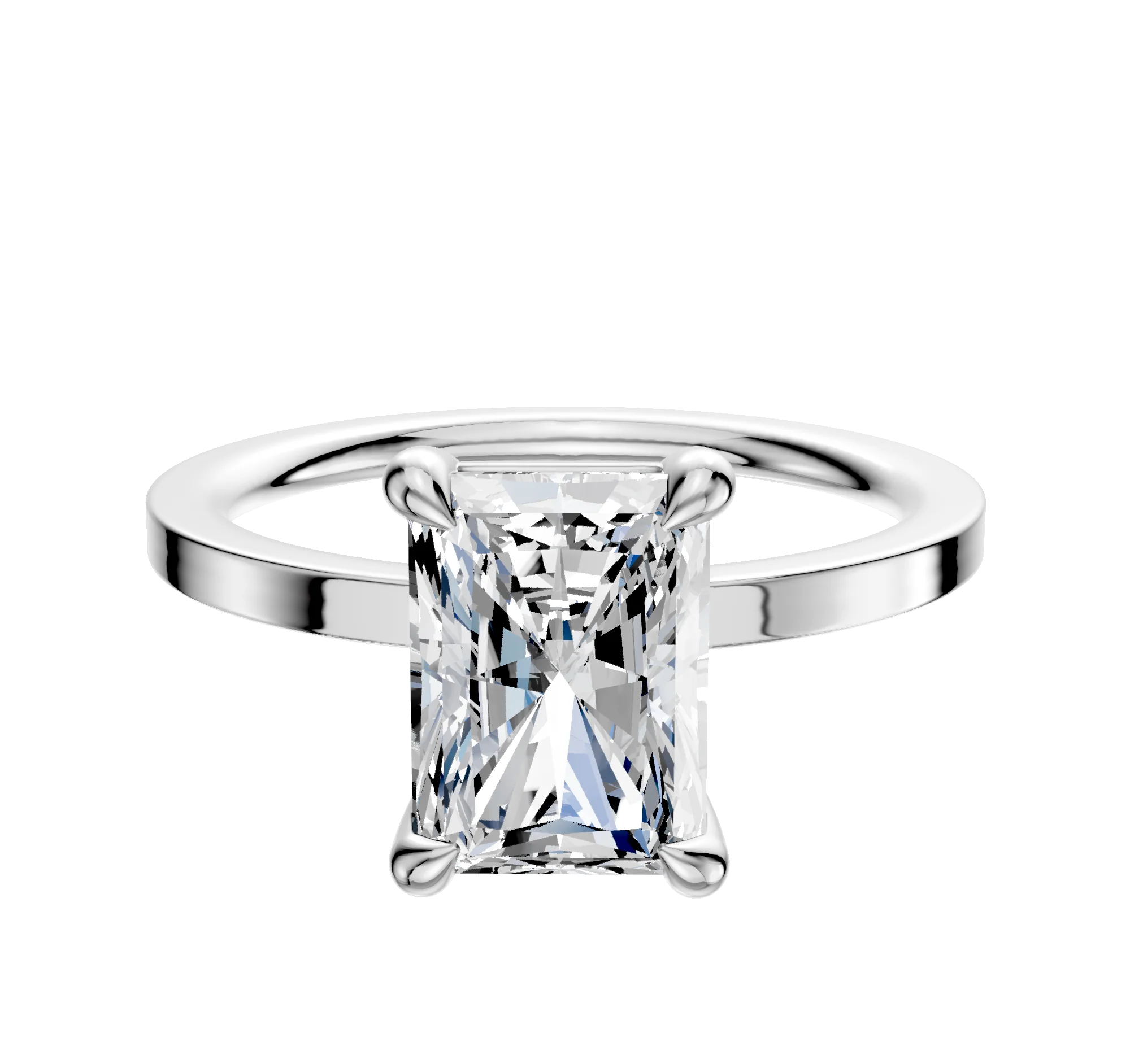 Platinum 4 Prong Basket Classic Flat 1.5mm Engagement Ring