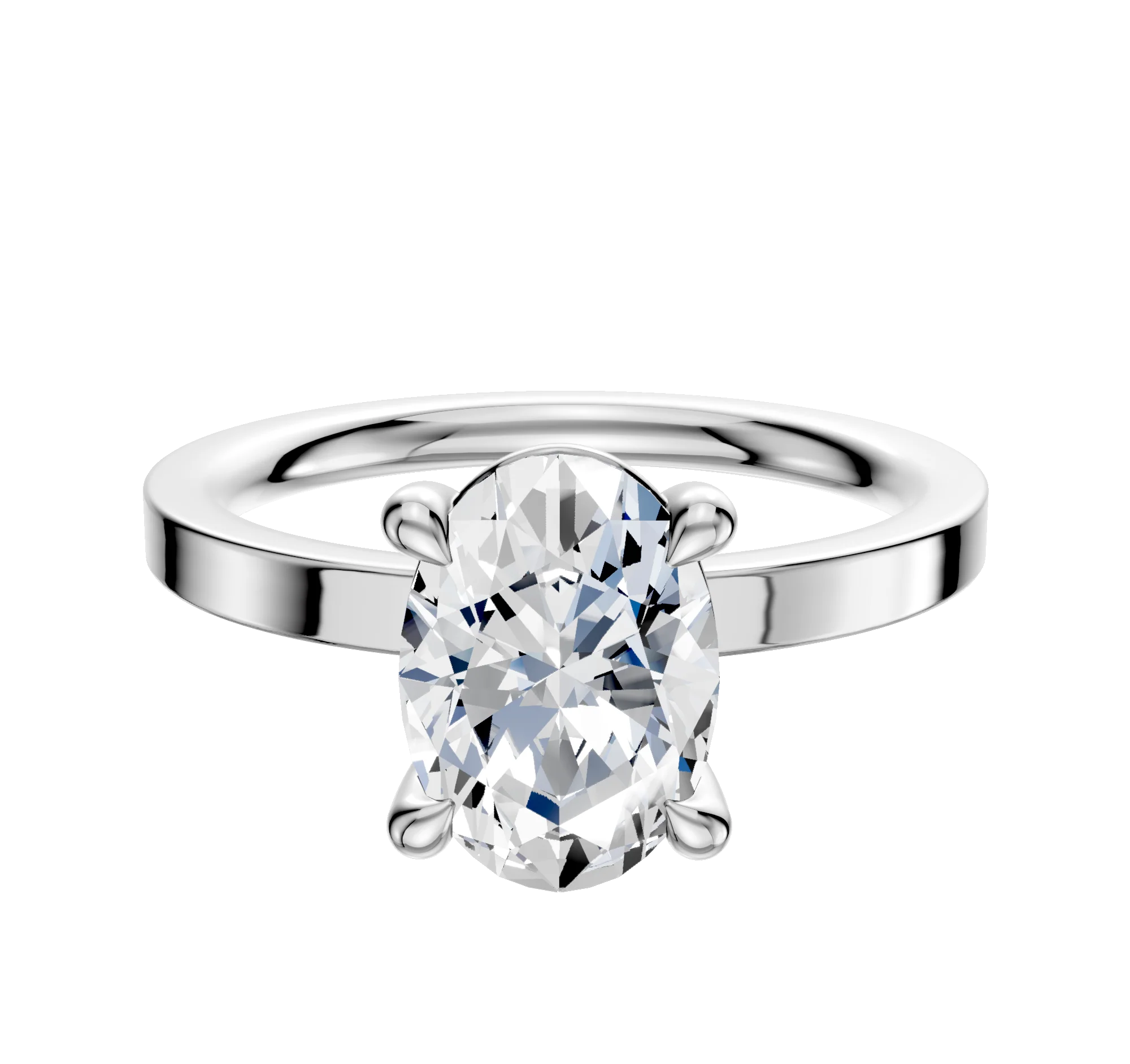 Platinum 4 Prong Basket Classic Flat 2.0mm Engagement Ring