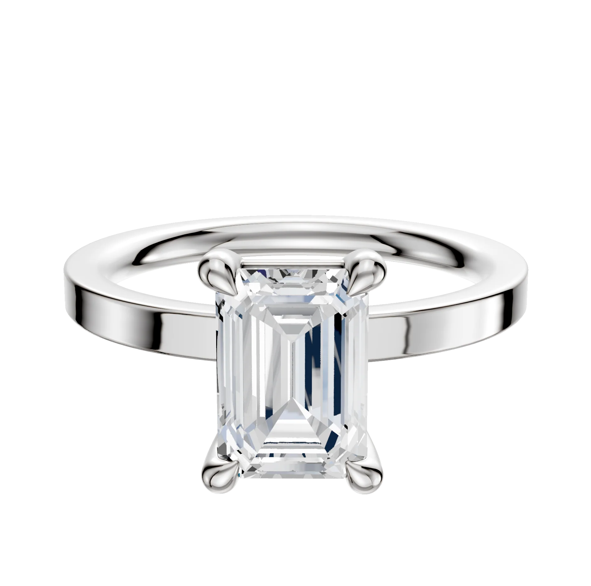 Platinum 4 Prong Basket Classic Flat 2.0mm Engagement Ring