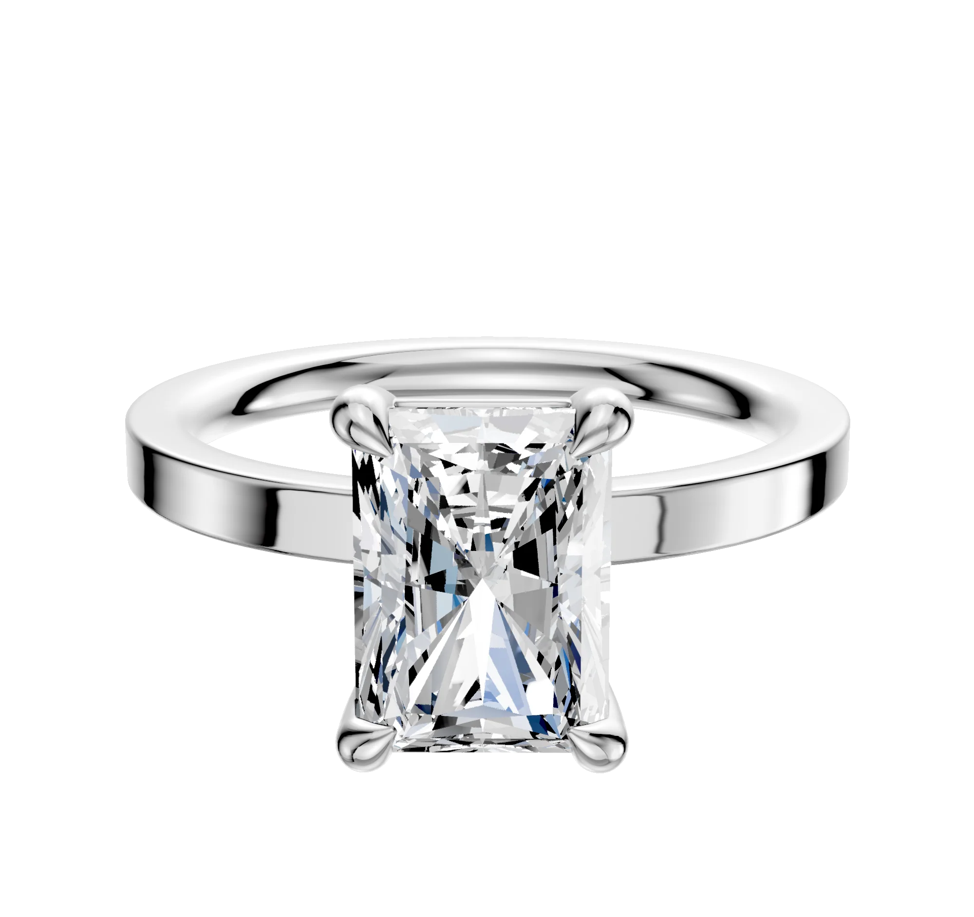 Platinum 4 Prong Basket Classic Flat 2.0mm Engagement Ring