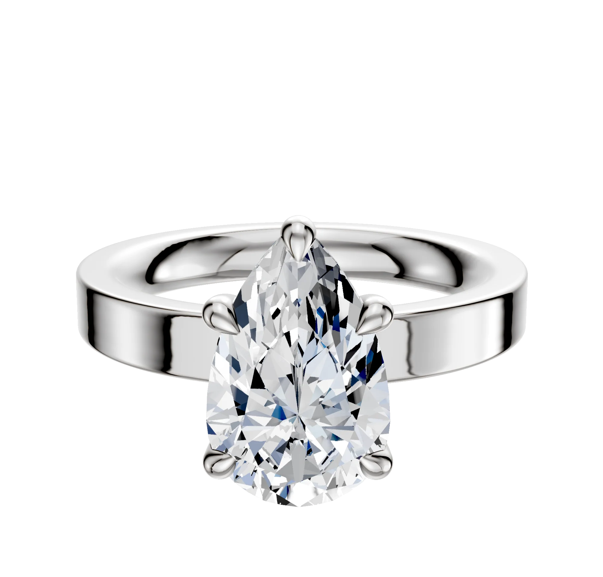 Platinum 4 Prong Basket Classic Flat 3.0mm Engagement Ring