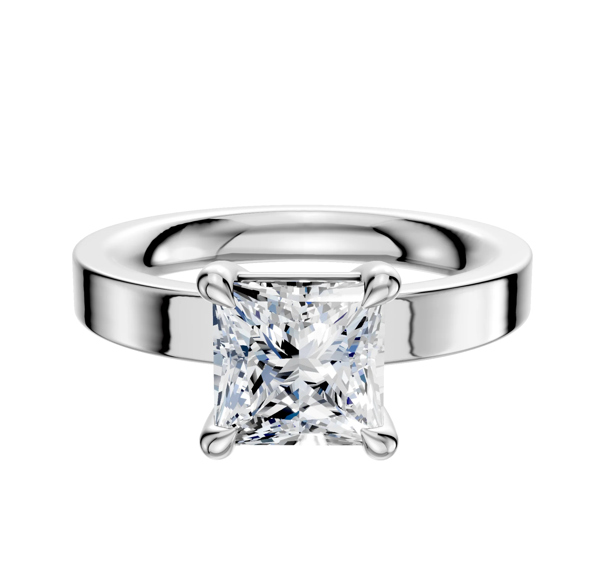 Platinum 4 Prong Basket Classic Flat 3.0mm Engagement Ring